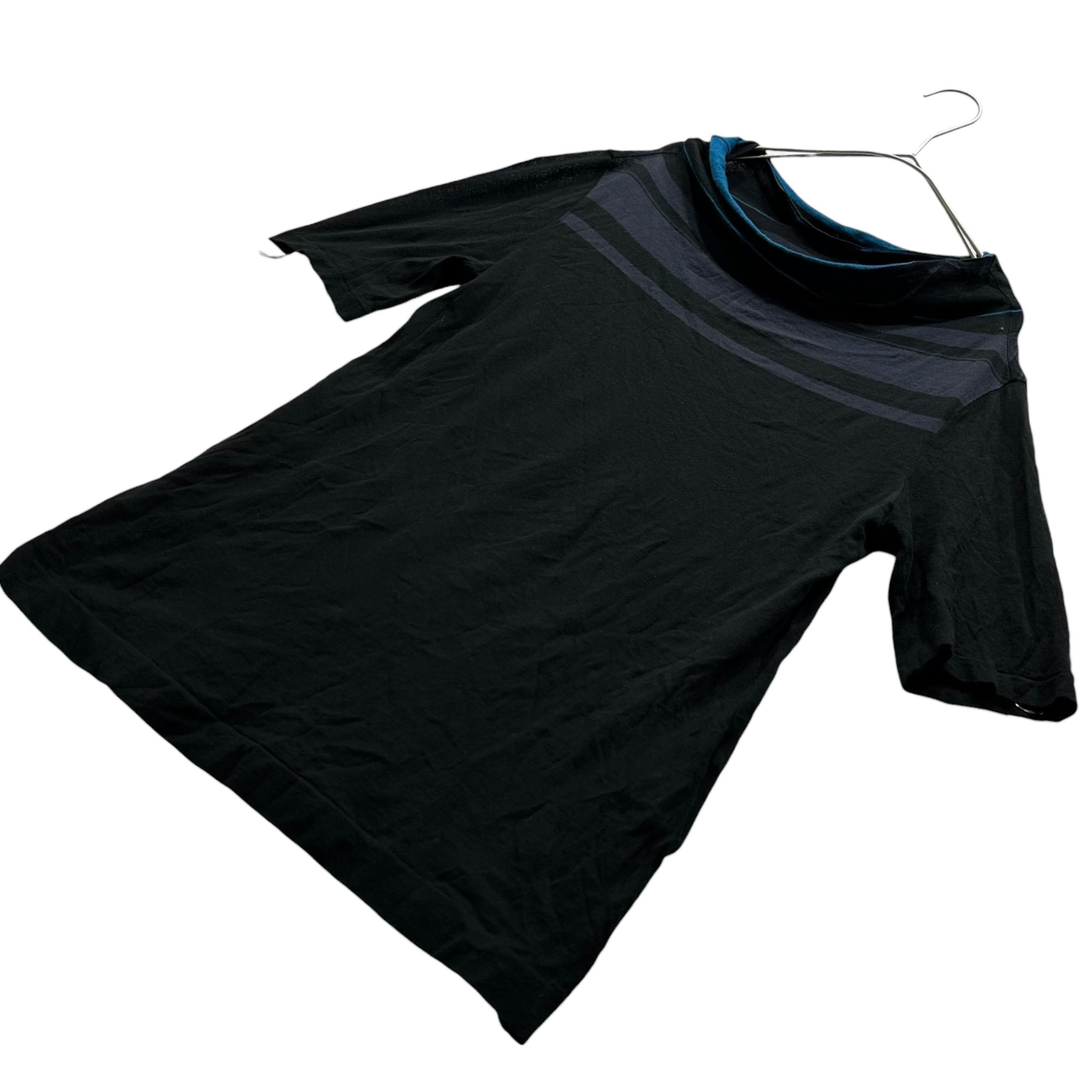 YOHJI YAMAMOTO +NOIR(ヨウジヤマモトプリュスノアール) 00's High-Neck Striped S/S Knit Top ハイネック ボーダー 半袖 カットソー NY-T46-050 3 ブラック