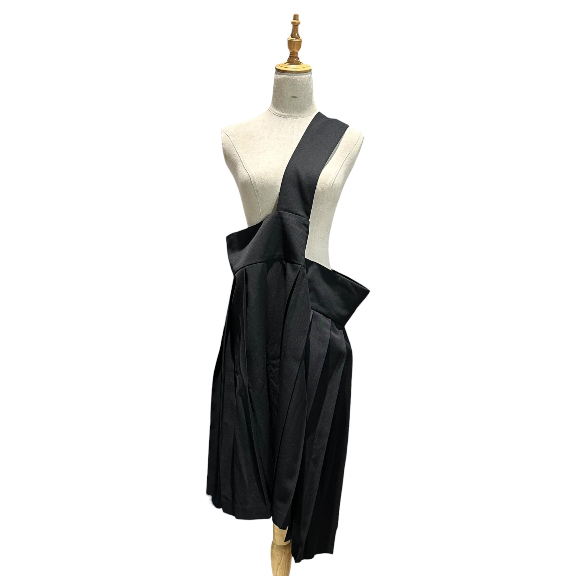 tricot COMME des GARCONS(トリココムデギャルソン) 09AW One-Shoulder Pleated Suspender Skirt ワンショルダー プリーツ 吊り スカート TD-A008 M ブラック AD2009 ジャンパースカート
