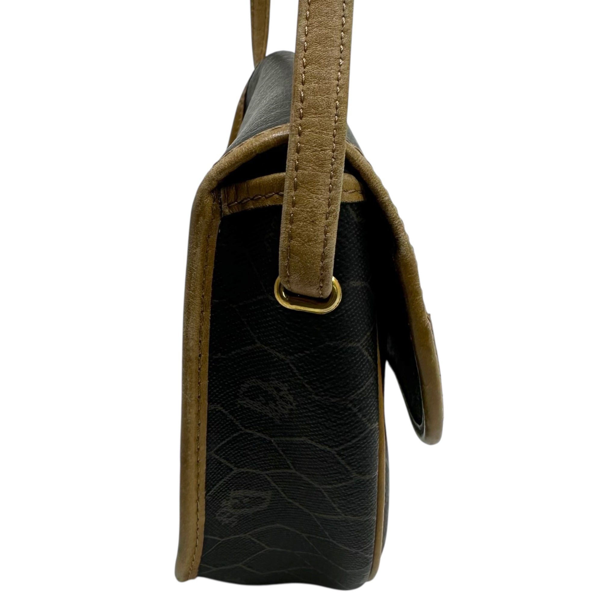 Christian Dior(クリスチャンディオール) Old Monogram shoulder pouch オールド モノグラム ショルダー ポーチ ブラック×ベージュ