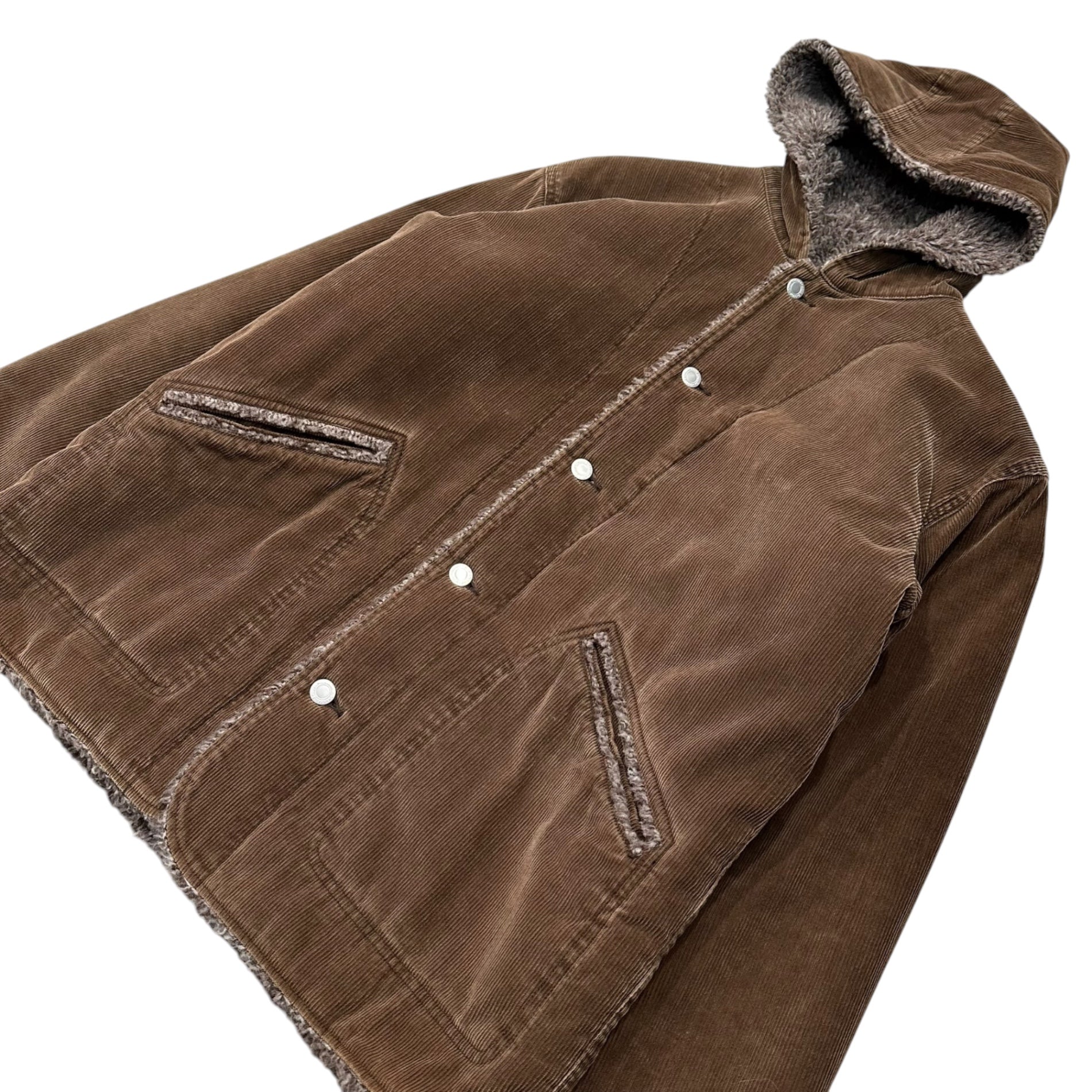 GOODENOUGH(グッドイナフ) 00's Corduroy Boa Hooded Jacket コーデュロイ ボア フーデット ジャケット L ブラウン