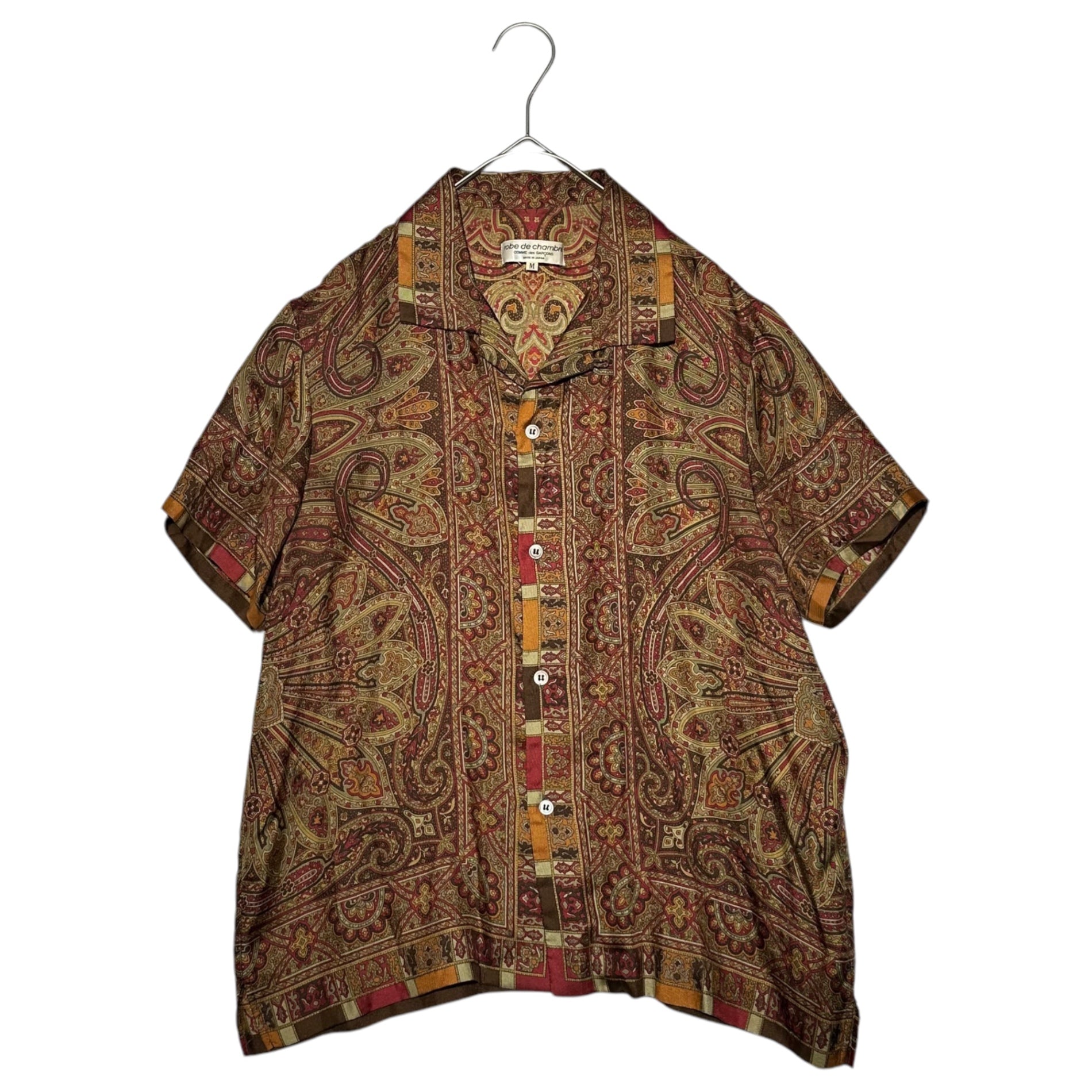 robe de chambre COMME des GARCONS(ローブドシャンブルコムデギャルソン) 99SS All paisley pattern short sleeve silk shirt 総ペイズリー 柄 半袖 シルク シャツ RB-10014M M ベージュ×ピンク AD1998