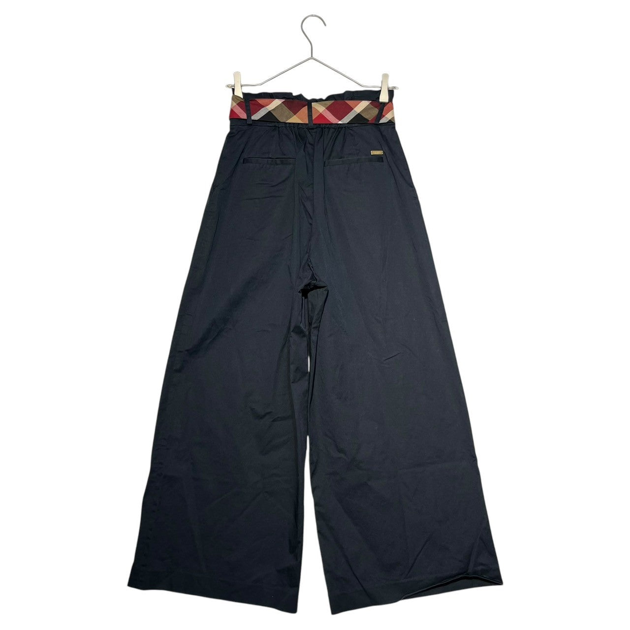 BLUE LABEL CRESTBRIDGE(ブルーレーベルクレストブリッジ) チェック ベルテッド ワイド パンツ 55R55-720-29 36(S程度) ネイビー バーバリー