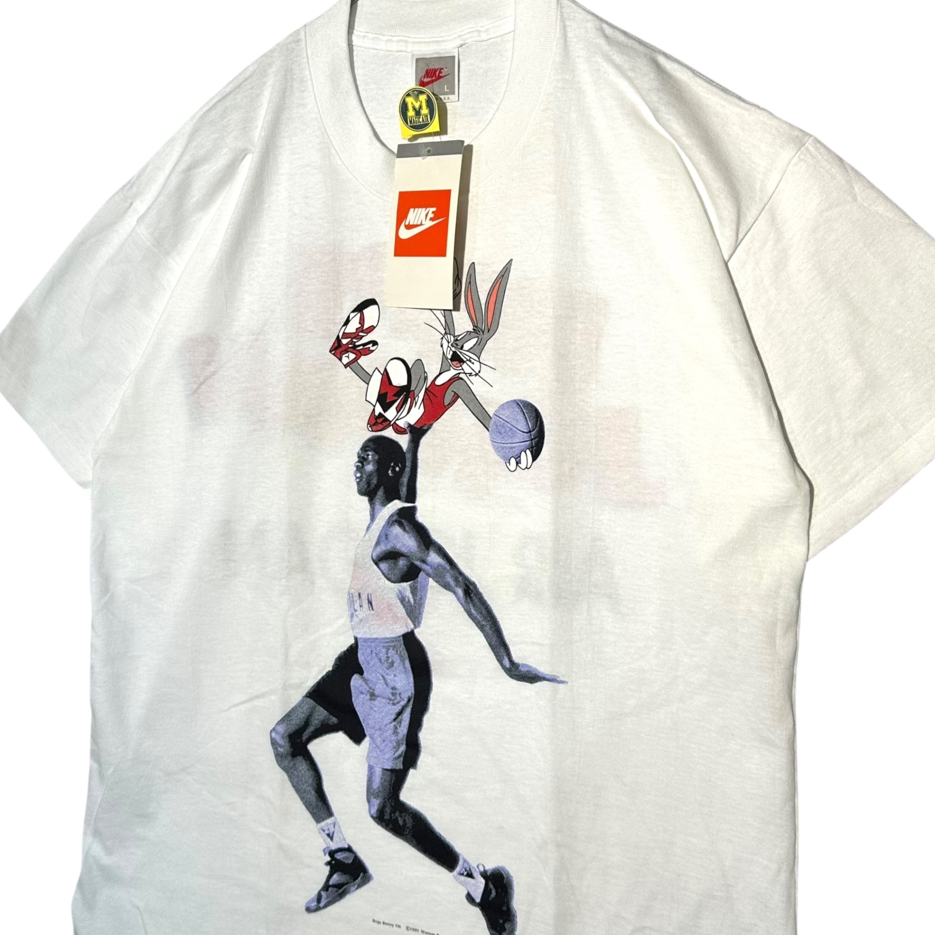 NIKE(ナイキ) 90's HARE JORDAN and AIR JORDAN ジョーダン バックスバニー プリント Tシャツ 660334-100 L ホワイト 90年代 ヴィンテージ デッドストック