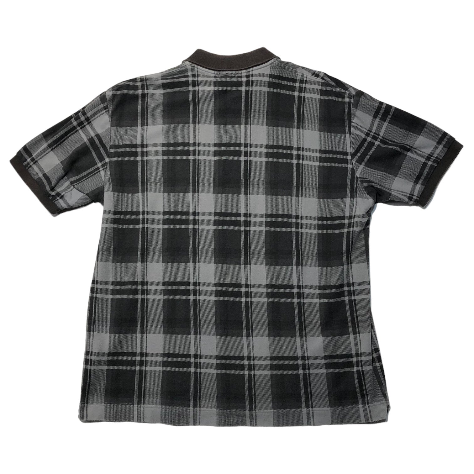 A BATHING APE(アベイシングエイプ) 00's One point logo check polo shirt ワンポイント ロゴ チェック ポロ シャツ L ブラック×グレー
