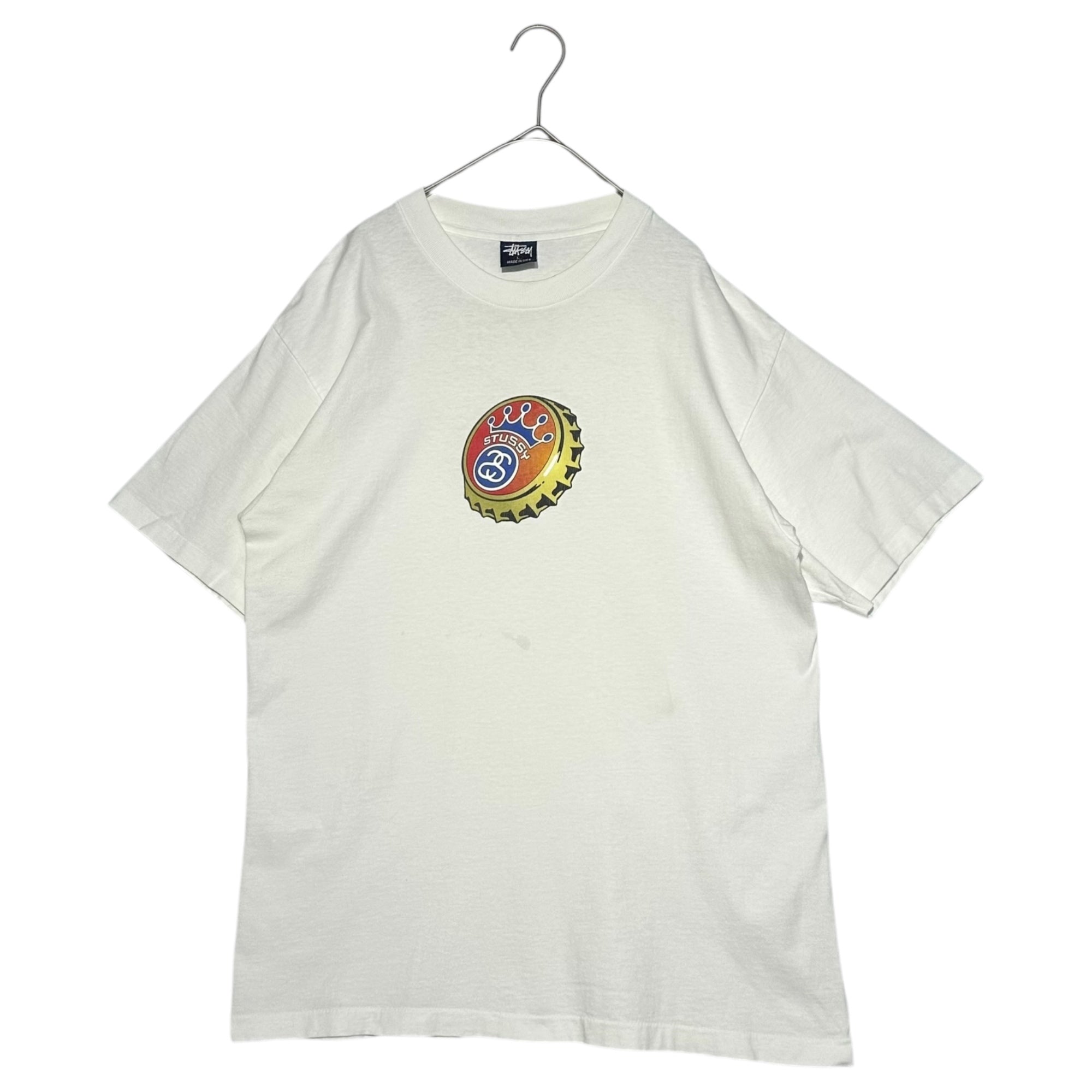 STUSSY(ステューシー) 90's USA made Bin lid logo graphic T-shirt ビン ふた ロゴ グラフィック Tシャツ L ホワイト 90年代 USA製 ヴィンテージ OLD