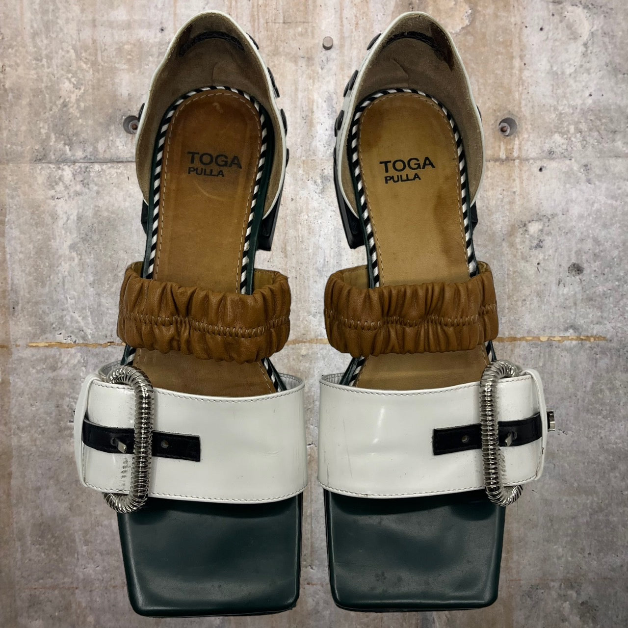 TOGA PULLA(トーガプルラ) square toe sandals スクエアトゥ サンダル ウエスタン ベルト 36(23cm程度) ミックス