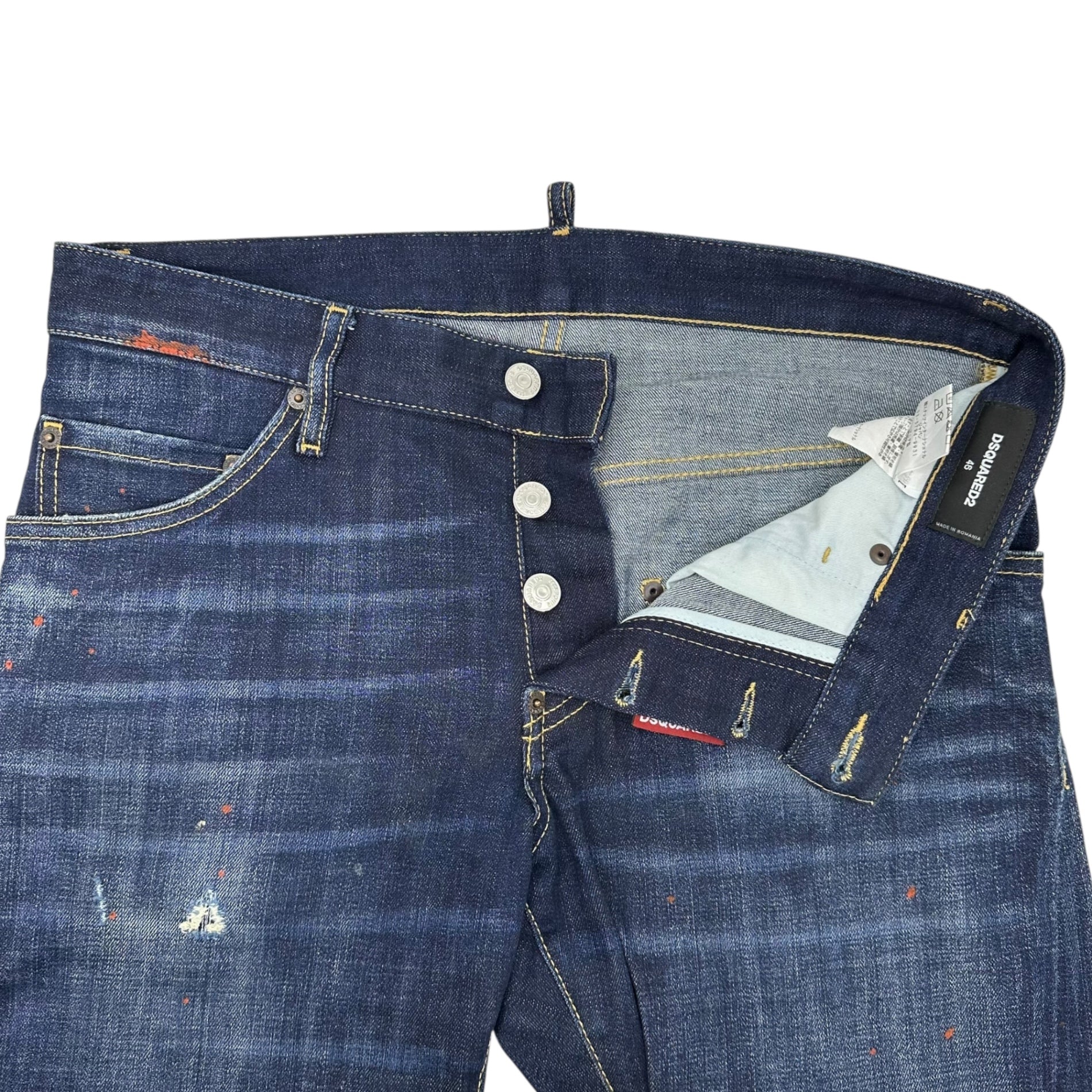DSQUARED2(ディースクエアード) SEXY TWIST JEAN セクシー ツイスト ジーンズ デニム パンツ S74LB0821 46(S程度) インディゴ×イエロー