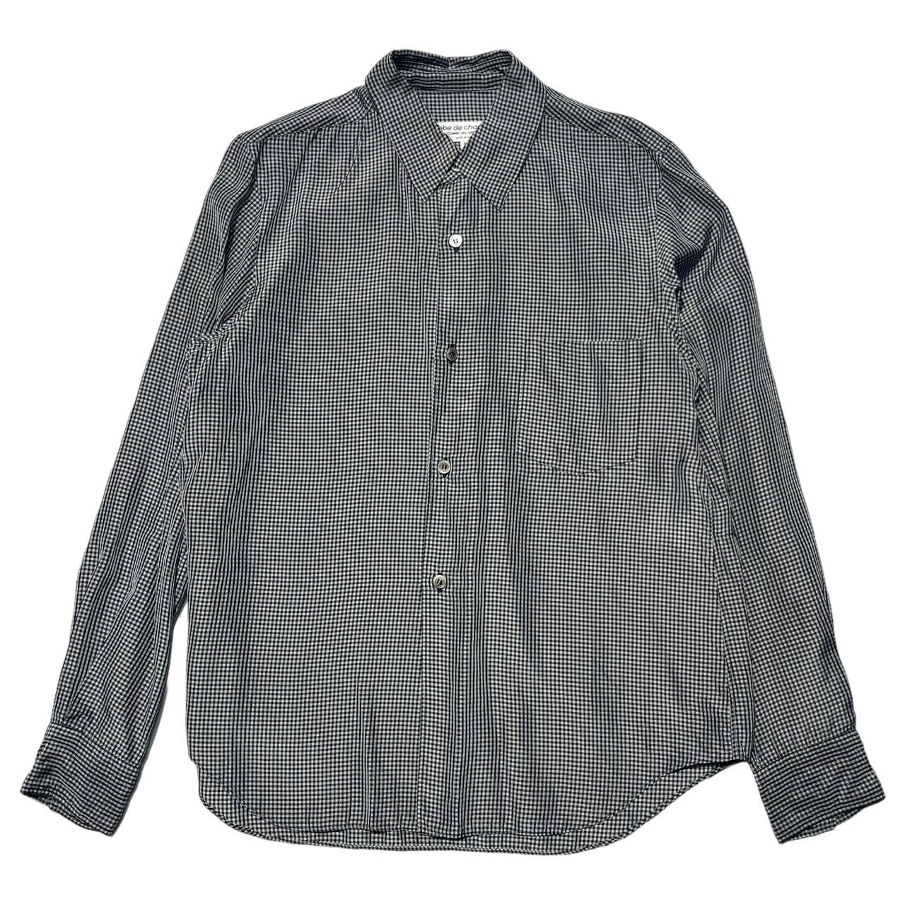 robe de chambre COMME des GARCONS(ローブドシャンブルコムデギャルソン) 02AW Gingham check cupro shirt/ギンガムチェックキュプラシャツ RG-B012 M ブラック×グレー AD2002