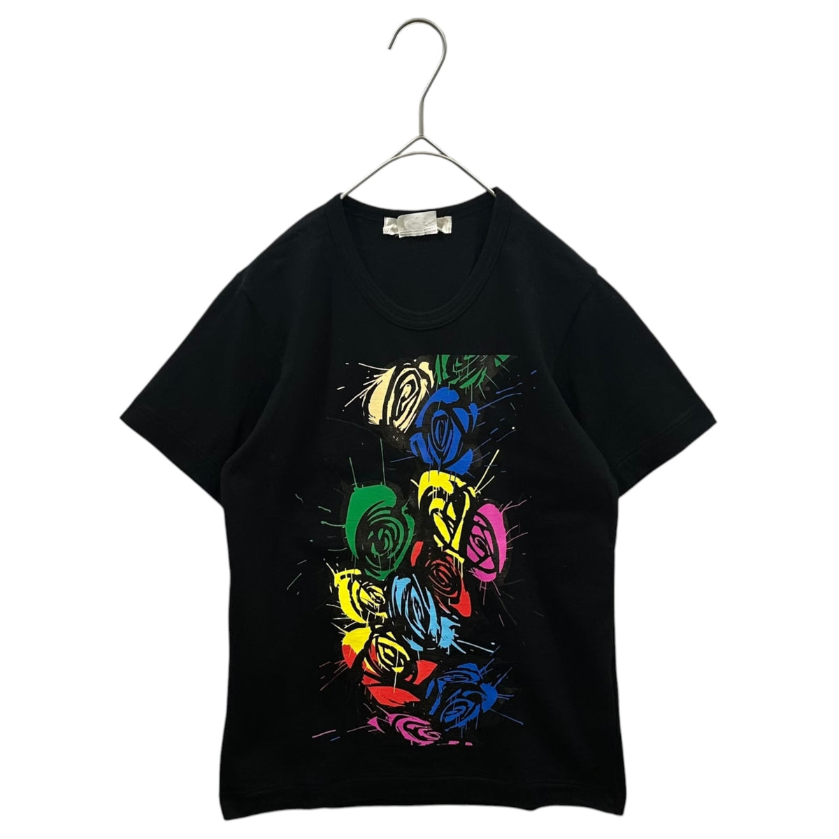 COMME des GARCONS(コムデギャルソン) 2015SS Rose Graphic Print S/S T-Shirt 薔薇 グラフィック プリント 半袖 Tシャツ GO-T042 XS ブラック×マルチカラー AD2015