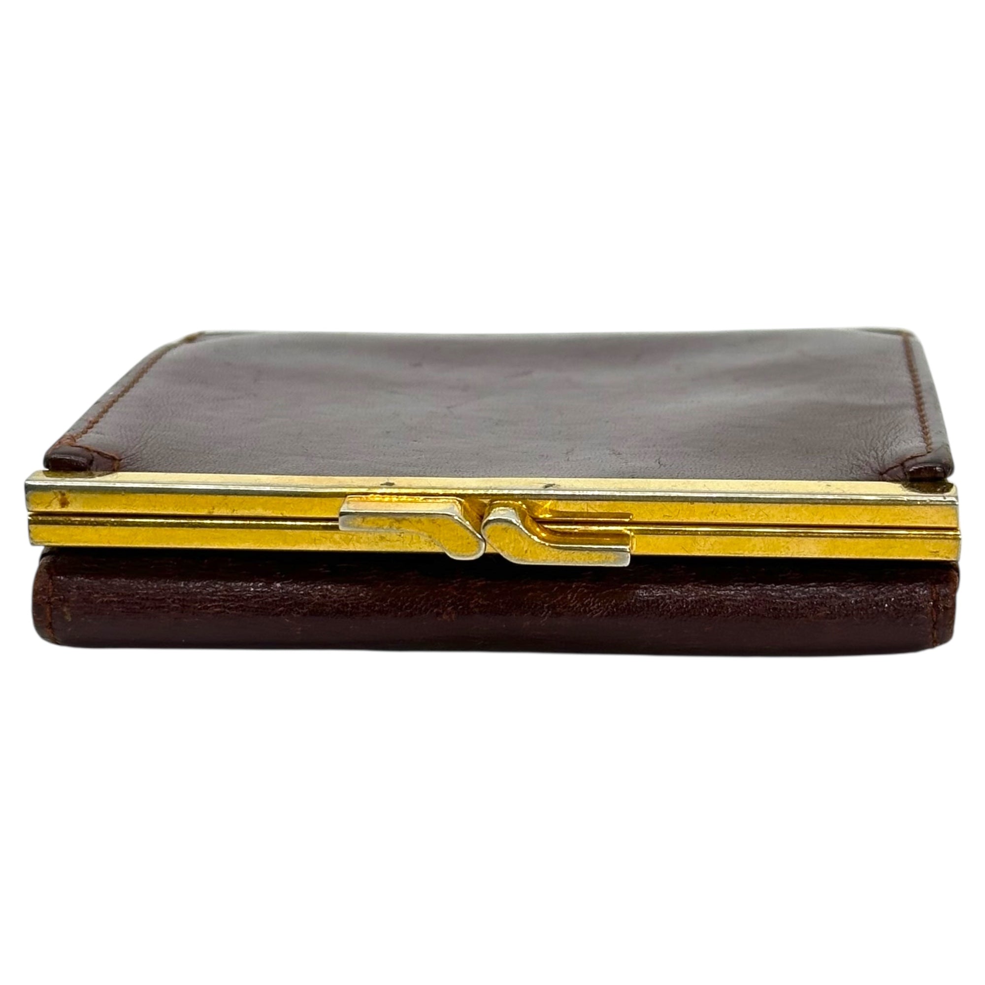 Cartier(カルティエ) Foldable wallet with snap closure がま口 三つ折り 財布 ボルドー