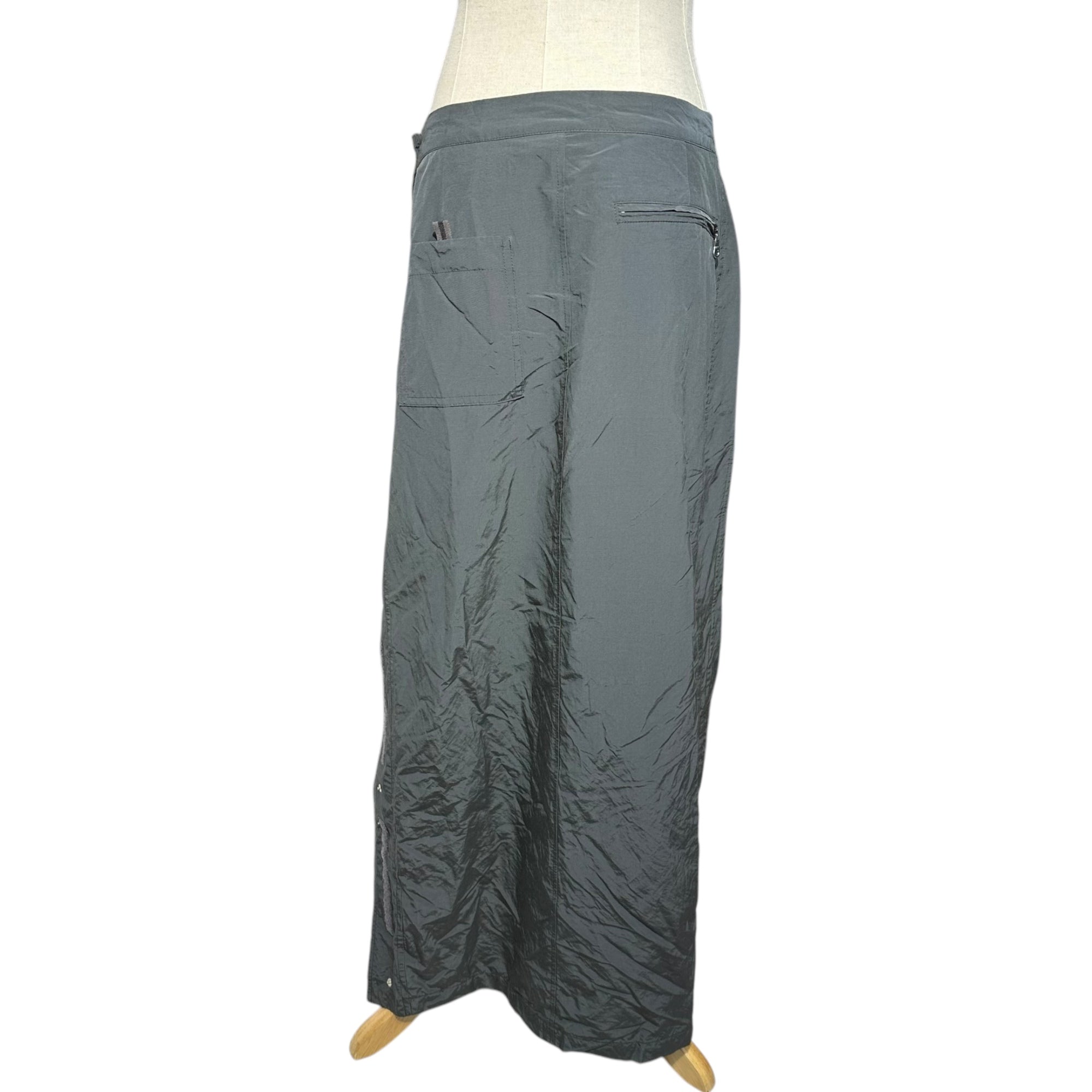 i Blues(イブルース) 00's Nylon Gimmick Slit Long Skirt ナイロン ギミック スリット ロング スカート 42(L程度) グレー