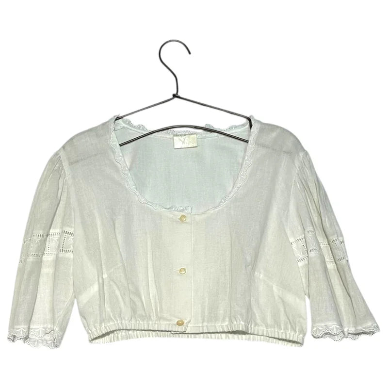 Euro vintage(ヨーロッパヴィンテージ) 70’s~Tyrolean embroidery short blouse チロリアン 刺繍入りショート丈ブラウス