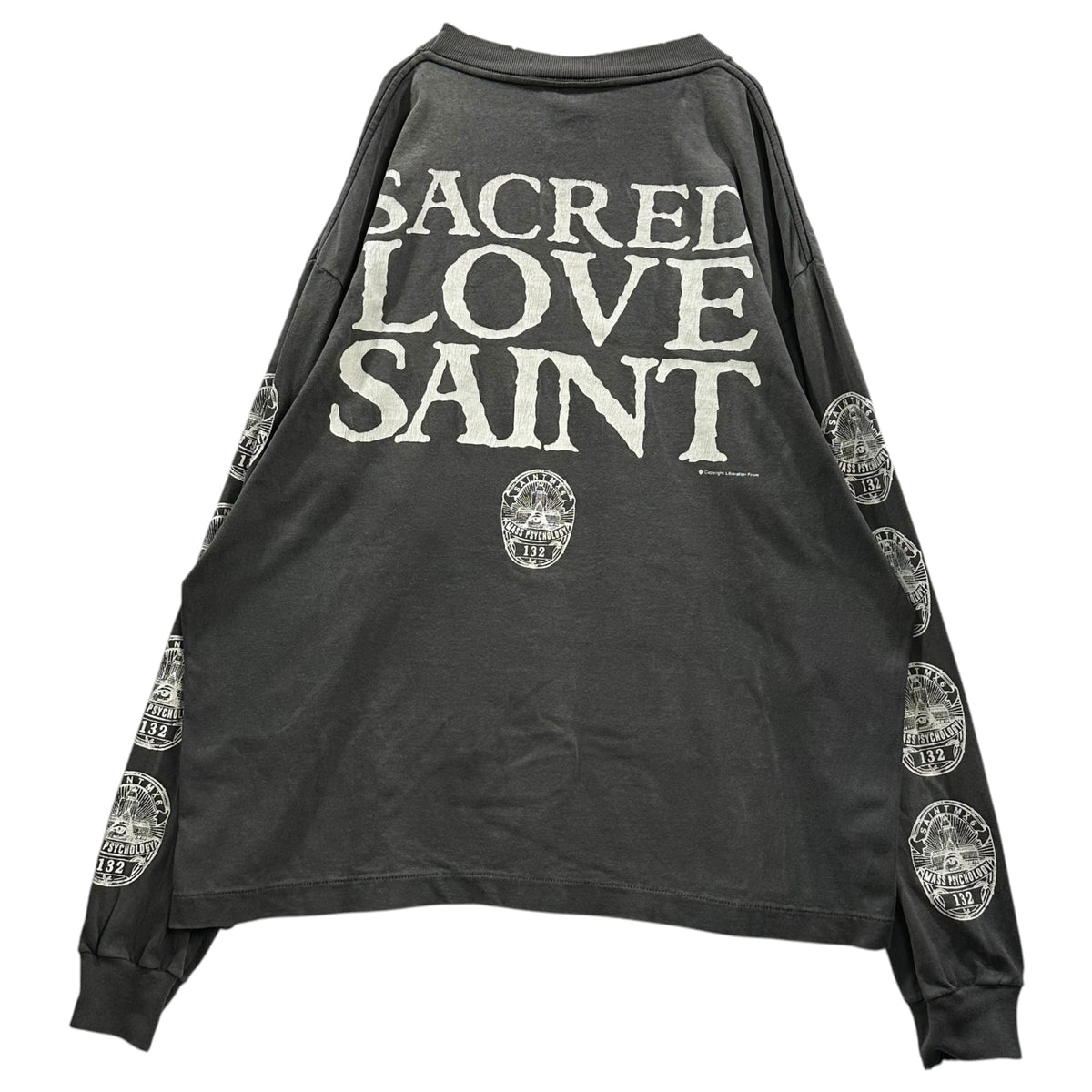 SAINT MICHAEL(セントマイケル) 2025SS L/S TEE LOVE SAINT ラブセント 長袖 Tシャツ SM-HR3-0000-033 M ブラック×ホワイト キリストモチーフ