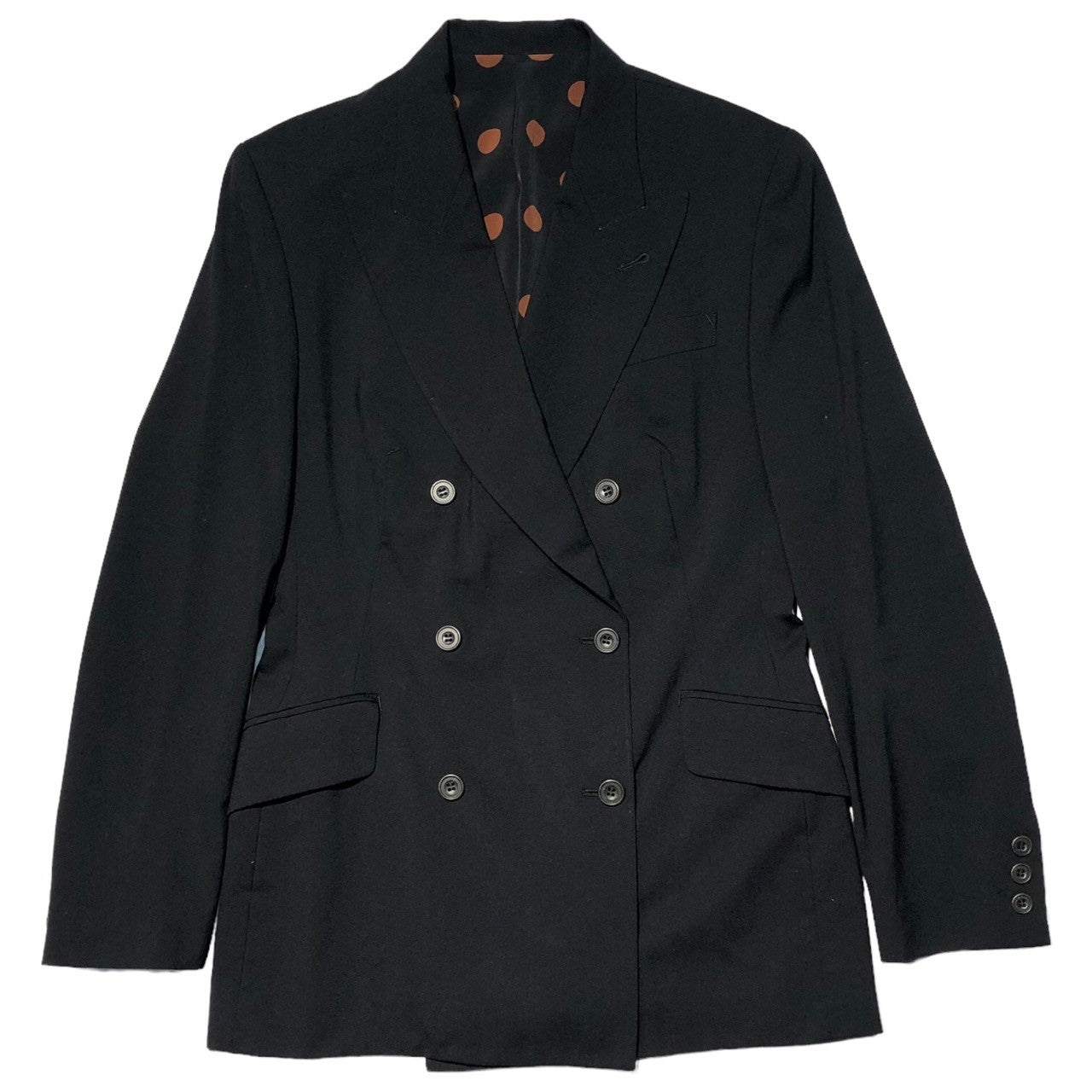 Jean Paul GAULTIER FEMME(ジャンポールゴルチエファム) 90's Design jacket double jacket setup デザイン ポケット ダブル ジャケット セットアップ 40(L程度) ブラック スラックス テーラード スーツ ドット