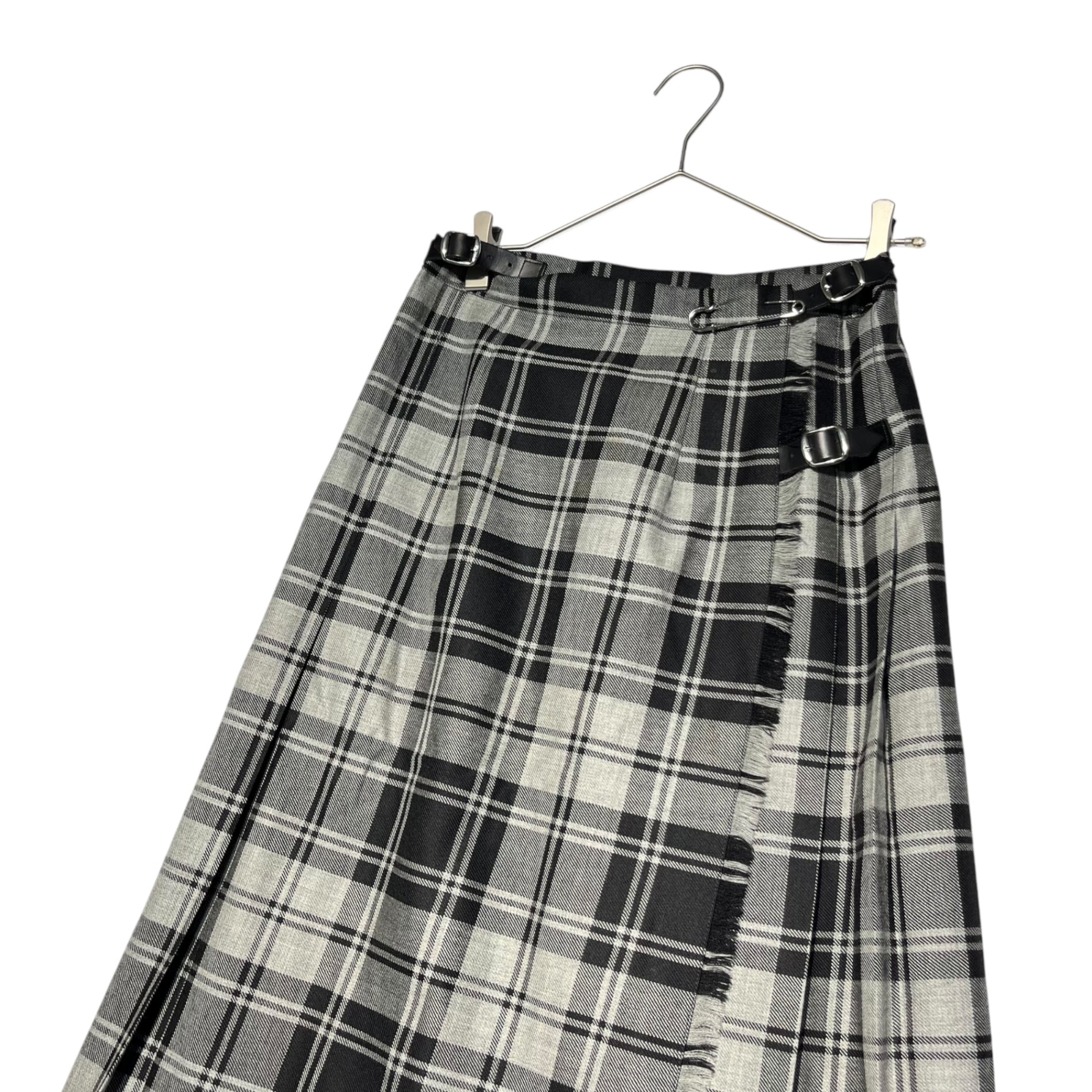 O'NEIL OF DUBLIN(オニールオブダブリン) plaid wrap skirt チェック柄 ラップ スカート 8 グレー×ブラック BEAMS等取扱