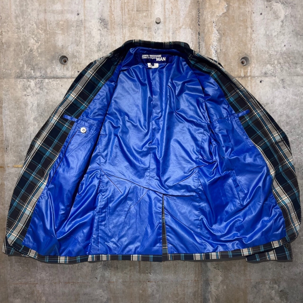 COMME des GARCONS JUNYA WATANABE MAN(コムデギャルソンジュンヤワタナベマン) 10SSチェック1Bジャケット WE-J023 S ネイビー AD2009