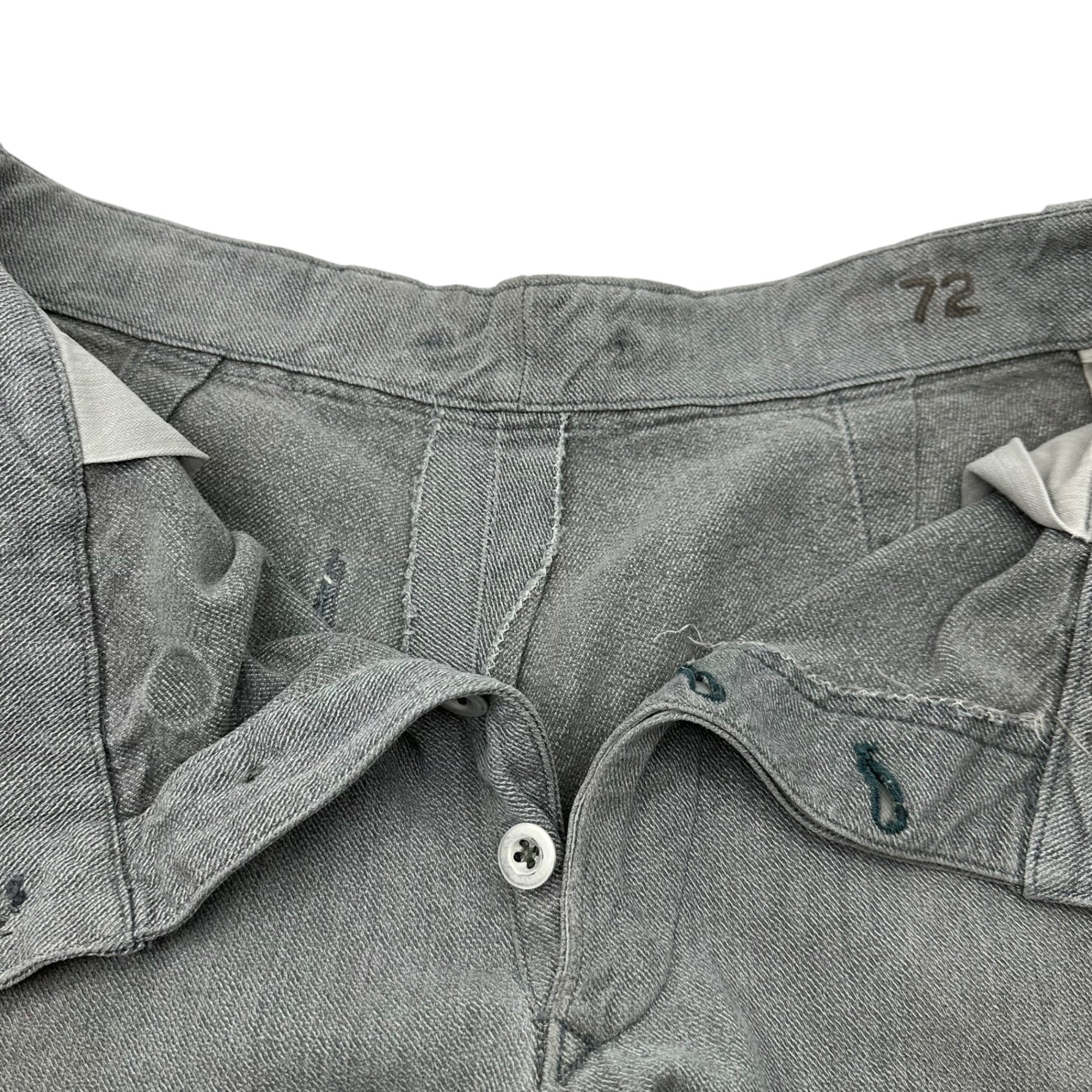 Swiss Army(スイス軍) 50's Army Denim Pants ヴィンテージ デニム ユーティリティ パンツ 72(XL程度) グレー 50年代 ミリタリー ワーク