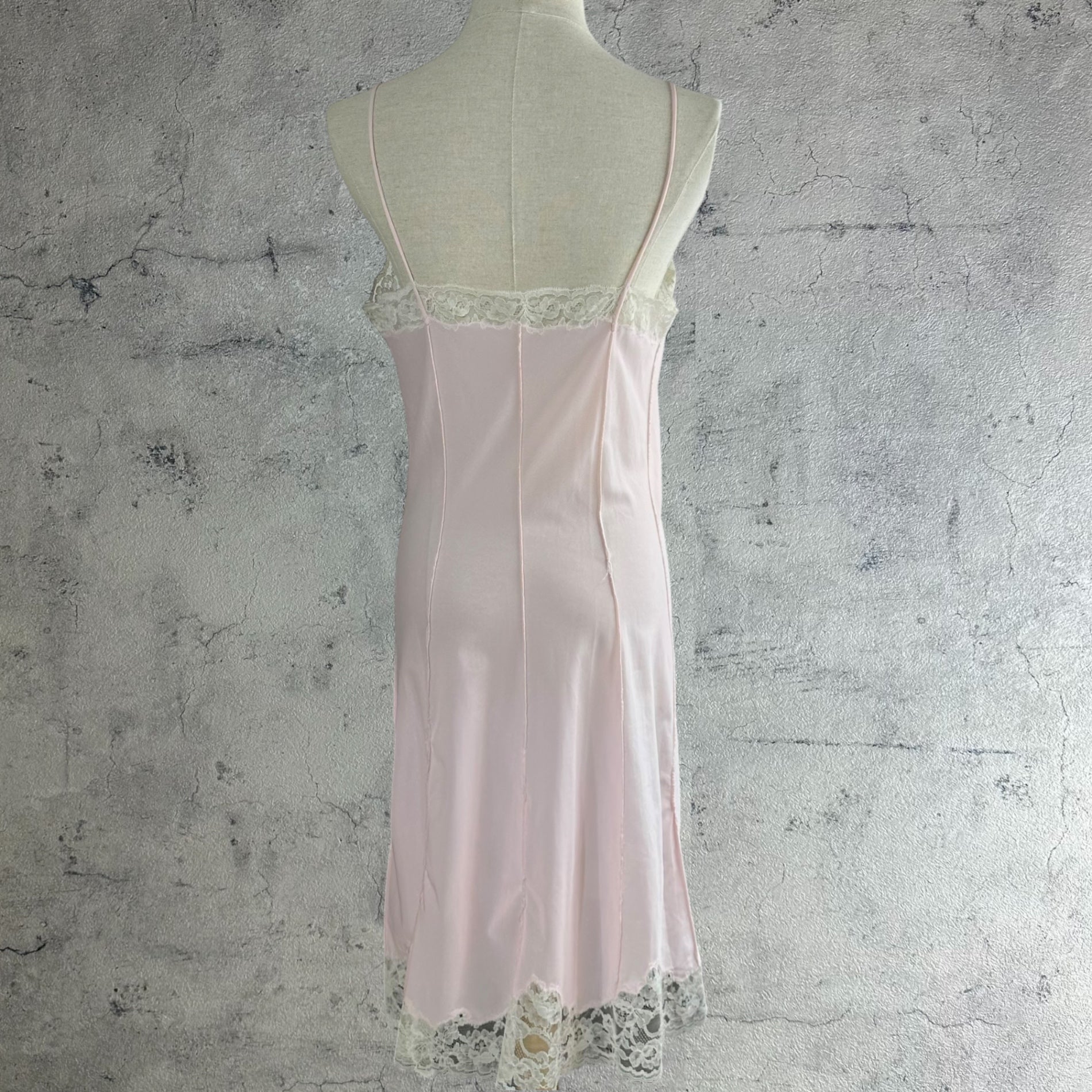 Euro vintage(ヨーロッパヴィンテージ) Dream_pale tone dolly camisole ペールピンクのレース ランジェリーキャミソール 表記無し(Mサイズ程度) ペールピンク