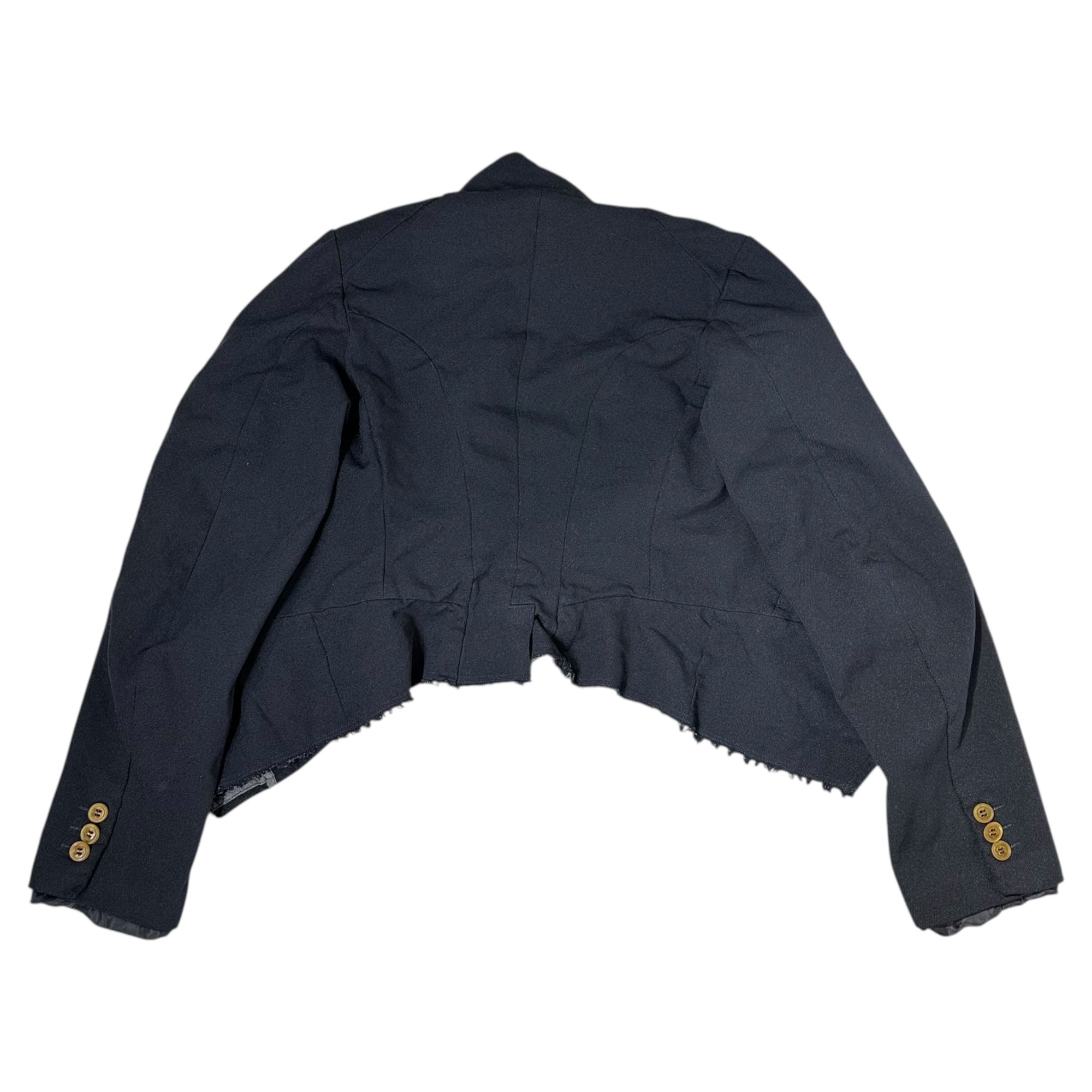 COMME des GARCONS(コムデギャルソン) 04SS Polyester frizzy short length jacket ポリエステル 縮絨 ショート丈 ジャケット GM-J059 S ネイビー AD2003