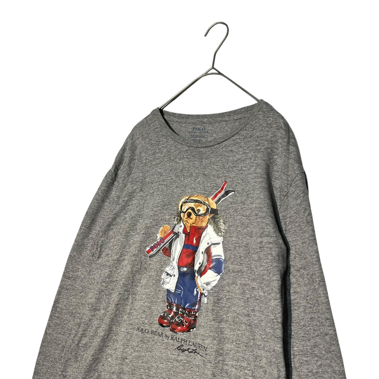 POLO RALPH LAUREN(ポロラルフローレン) Ski Style Polo Bear Long Sleeve T-Shirt Cut and Sewn スキースタイル ポロベア 長袖 Tシャツ カットソー S グレー