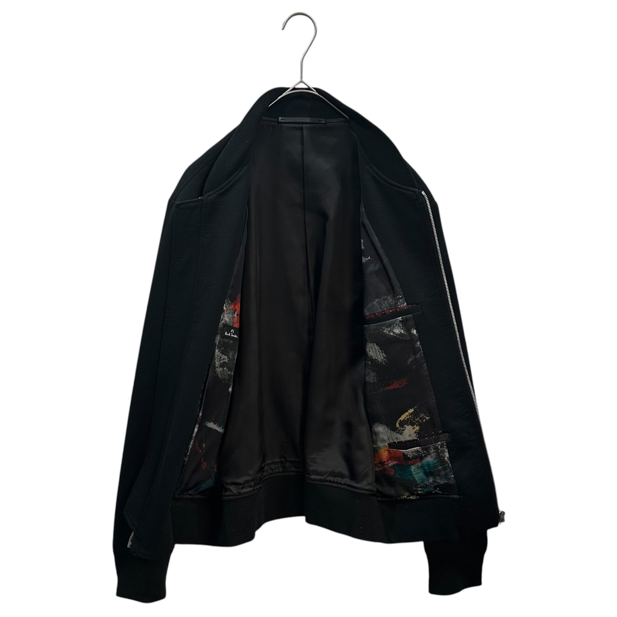 PS PAUL SMITH(ピーエスポールスミス) Graphic-Printed Zip-Up Blouson グラフィック ライニング ジップアップ ブルゾン PP-KS-41518 M ブラック