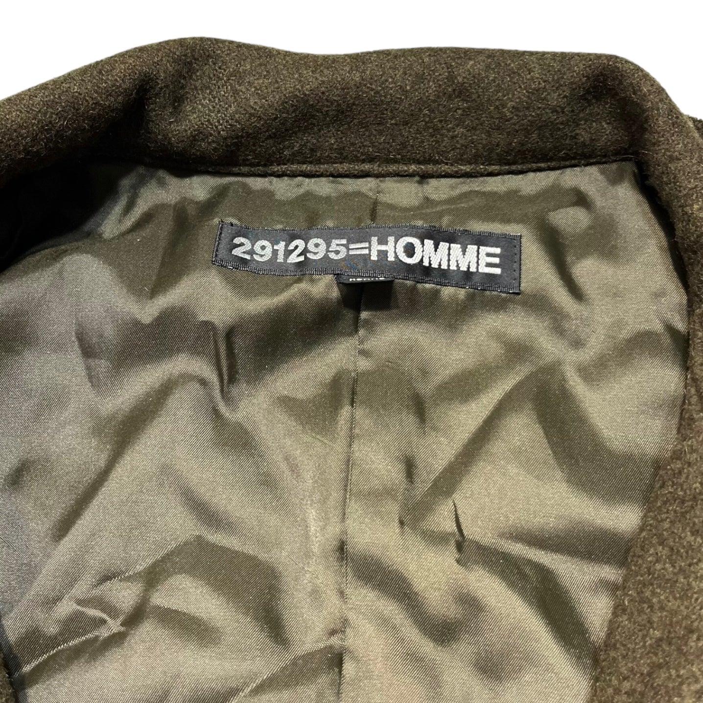 291295=HOMME(ニーキューイチニーキューゴーオム) military style wool coat ミリタリースタイル ウールコート L カーキ