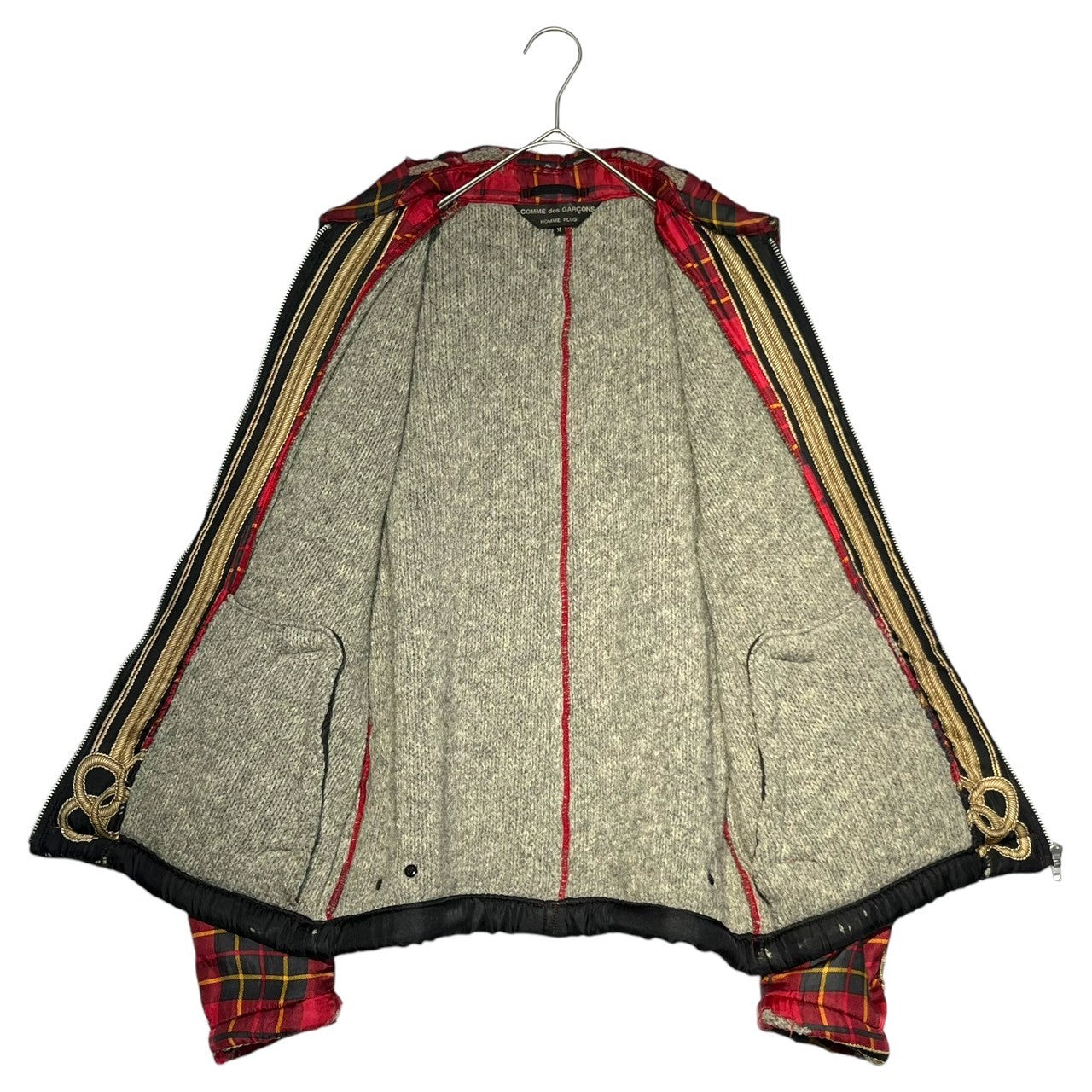 COMME des GARCONS HOMME PLUS(コムデギャルソンオムプリュス) 99AW Souvenir Kitsch scarf zip up blouson スカーフ ジップ アップ ブルゾン PJ-04096M M レッド×ブラック AD1999 アーカイブ ジャケット