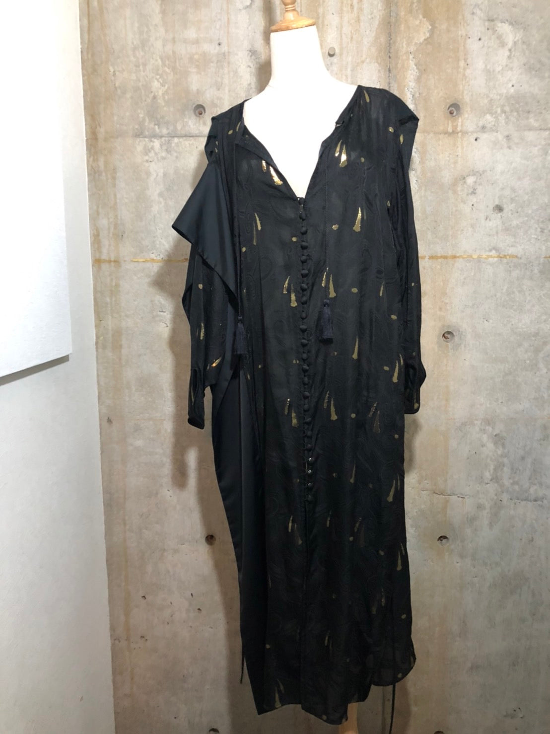 mame kurogouchi(マメクロゴウチ) 19SSアシンメトリーシルクワンピース MM19SS-DR042 1(Sサイズ程度) ブラック