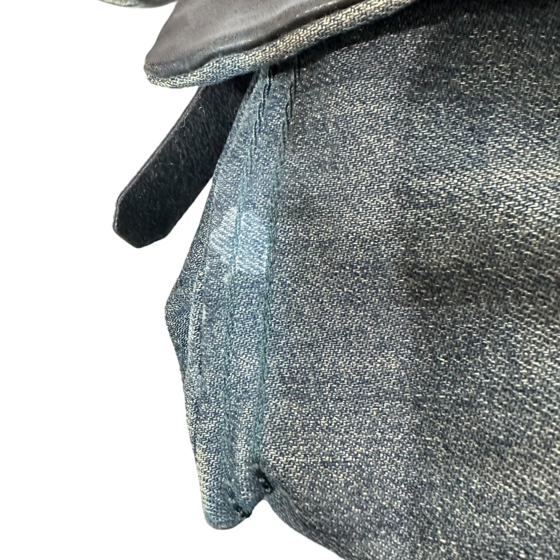 DIESEL(ディーゼル) 00's Denim Leather Studded Shoulder Bag デニム レザー スタッズ ショルダー バッグ インディゴ×ブラック