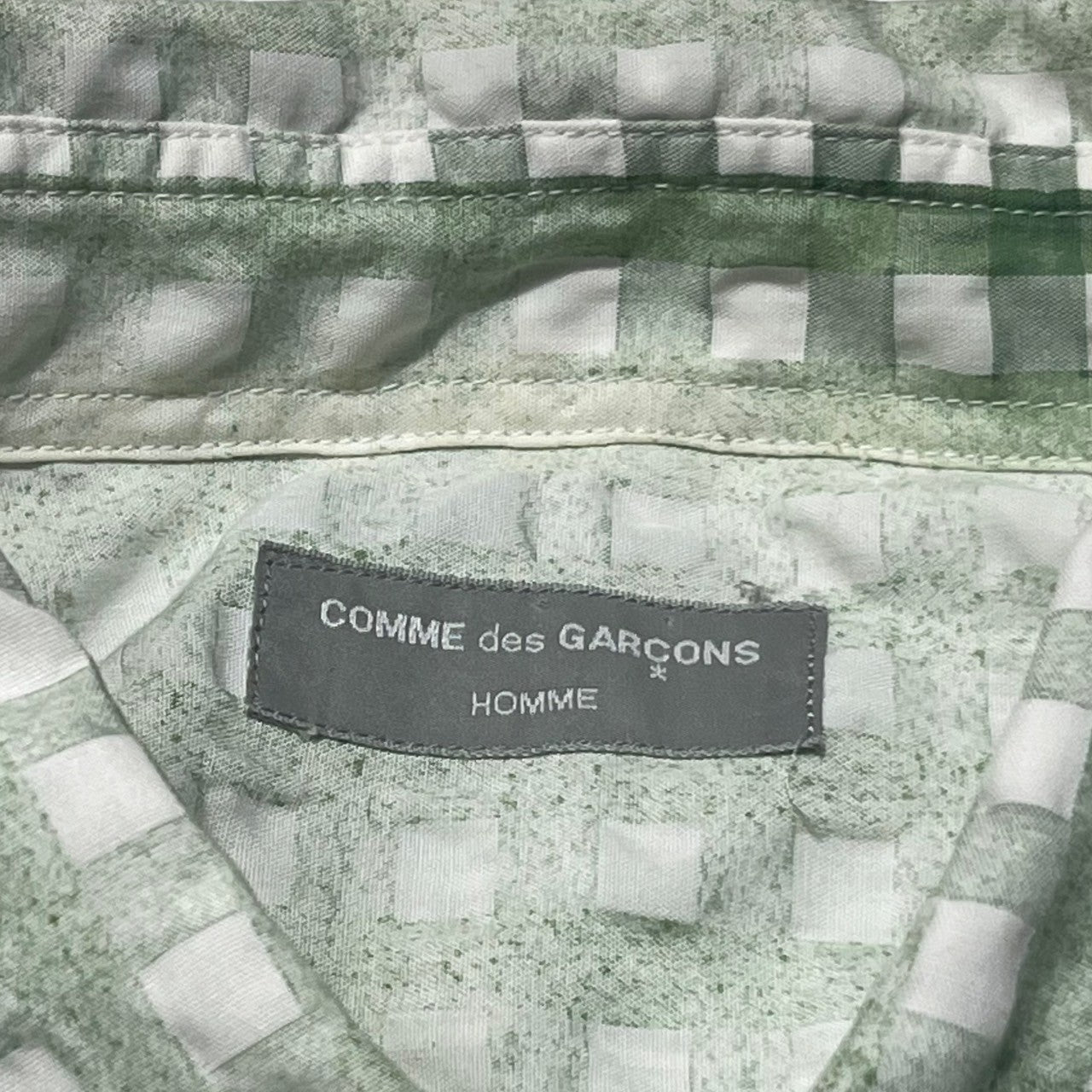 COMME des GARCONS HOMME(コムデギャルソンオム) 90's waffle embossing gradation check shirt/ワッフル型押しグラデーションチェックシャツ/田中啓一 HB-040050 SIZE FREE ホワイト×グリーン AD1998 田中オム