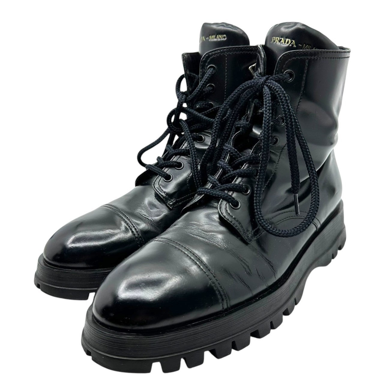 PRADA(プラダ) side-zip cap-toe combat boots サイドジップ キャップトゥ コンバット ブーツ 40 1/2(25.5~26.0cm程度) ブラック