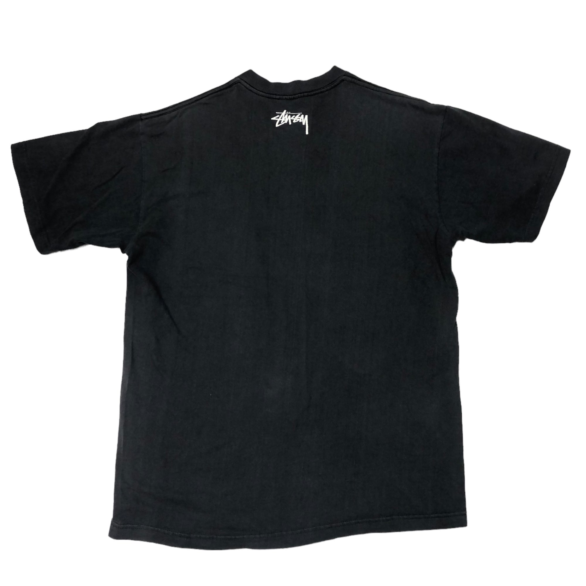 STUSSY(ステューシー) 90's~00's VINTAGE BIKER SKULL Tシャツ バイカー スカル ドクロ 紺タグ M ブラック 90~00年代 BUILT FOR THE LONG HAUL OLD STUSSY
