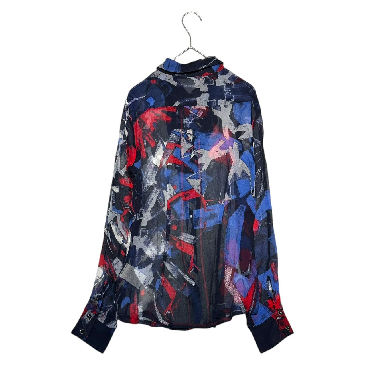 MARITHE FRANCOIS GIRBAUD(マリテフランソワジルボー) 00s all-over silk blouse shirt 総柄 シルク ブラウス シャツ F7-5409 S ネイビー×レッド
