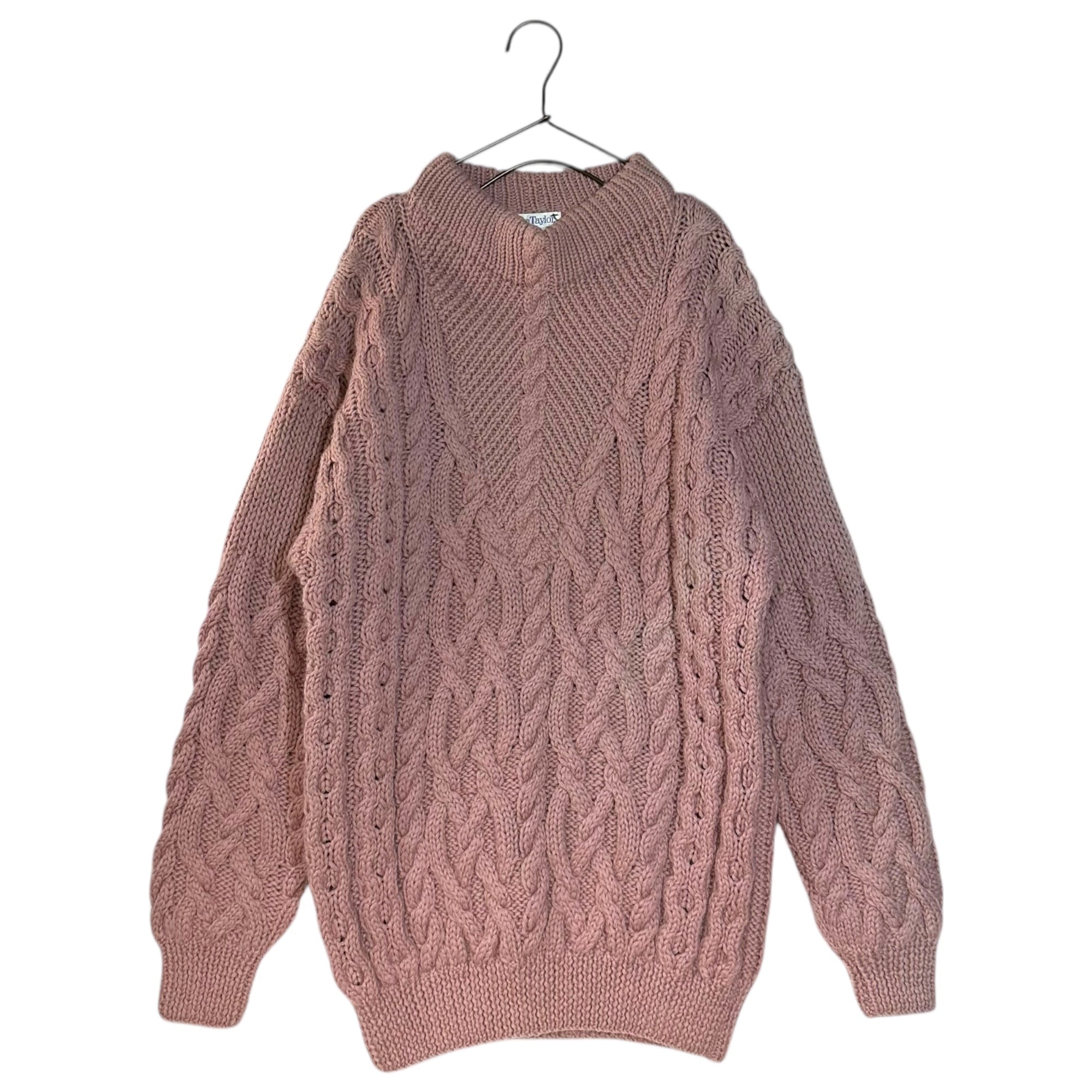 VINTAGE(ヴィンテージ) 60's~ Alainknitsweater アランニットセーター wool100% Lサイズ程度 ピンク