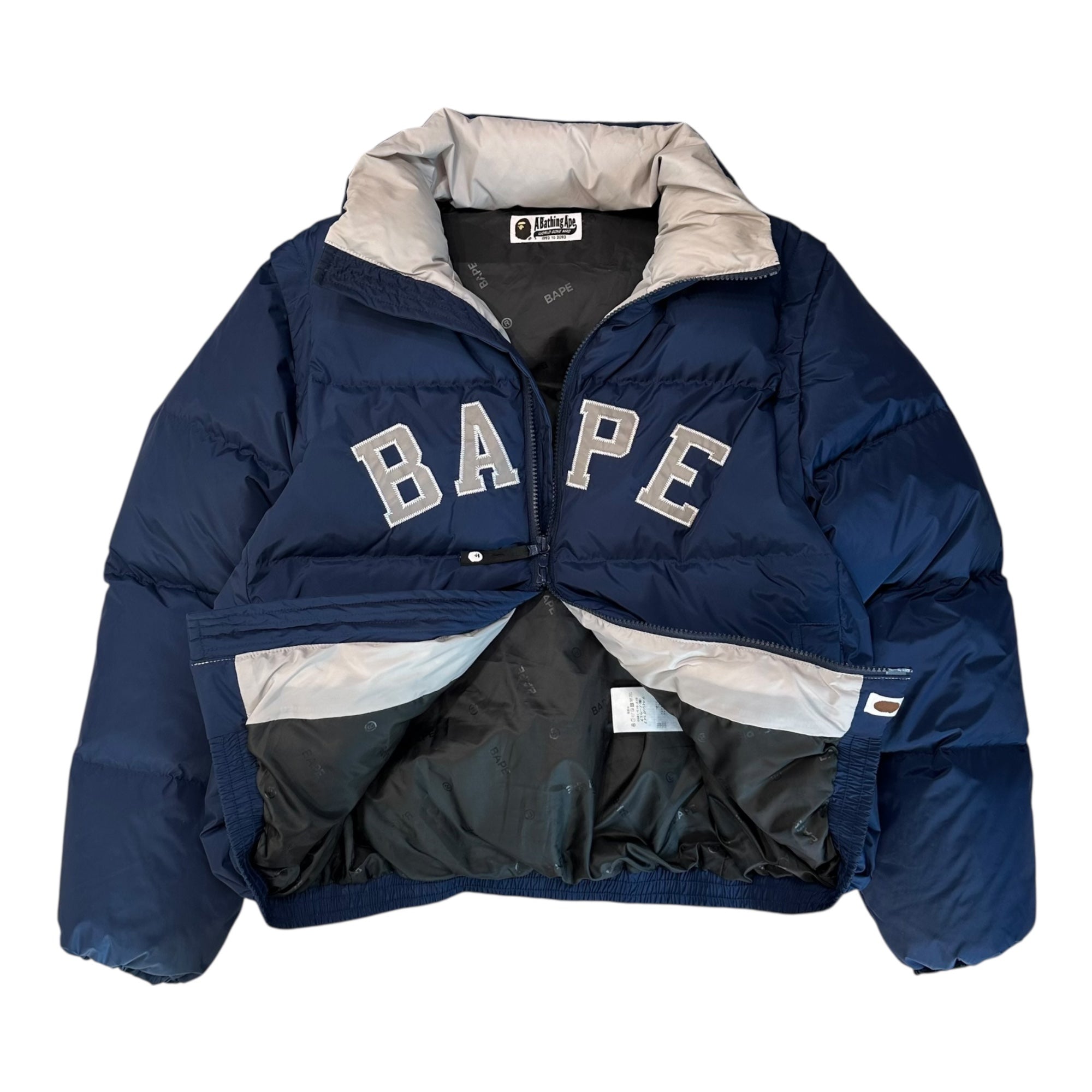 A BATHING APE(アベイシングエイプ) 25AW BAPE DETACHABLE SLEEVES DOWN JACKET 2WAY ダウン ジャケット 001DNK802001L F ネイビー