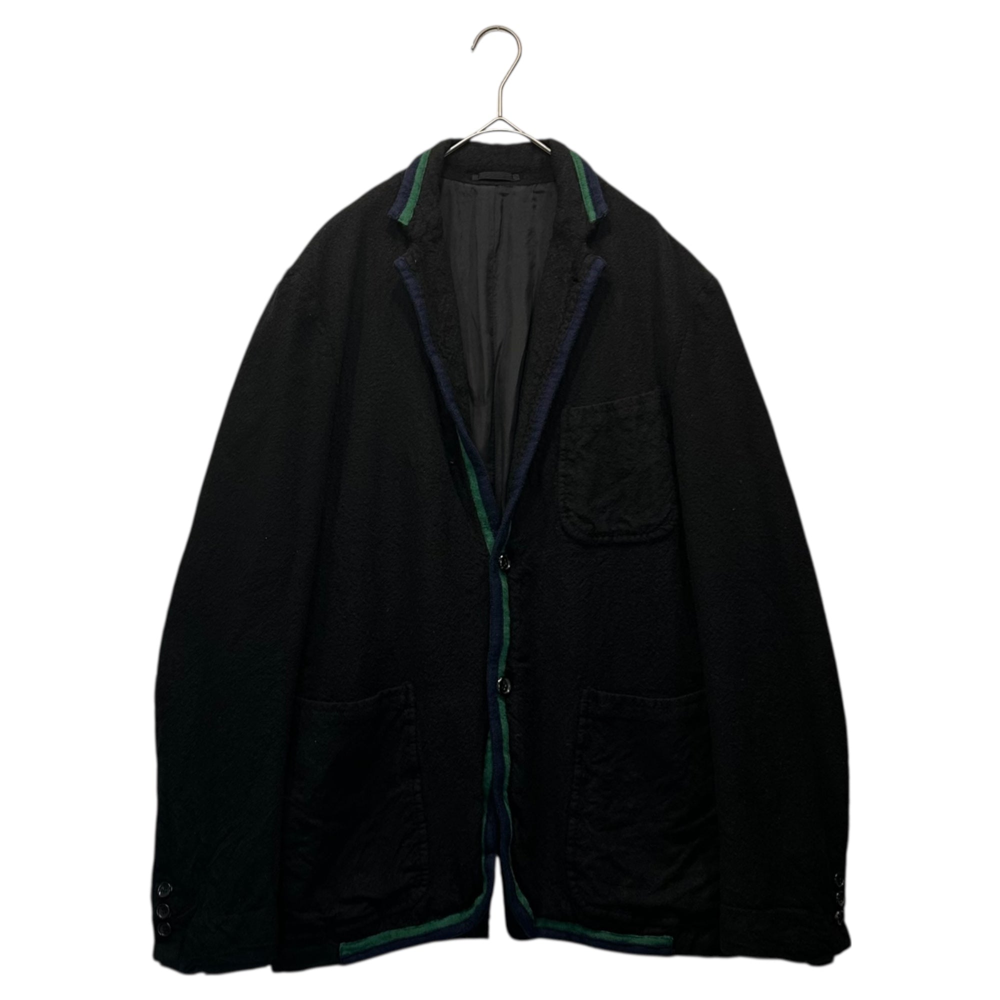 COMME des GARCONS HOMME(コムデギャルソンオム) 08AW Wool Felted Line Piping Tailored Jacket ウール縮絨 ラインパイピング テーラード ジャケット HB-J062 L ブラック AD2008