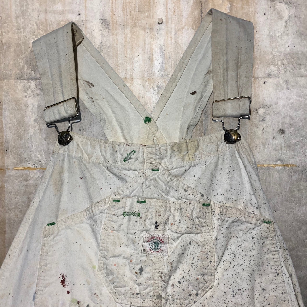 DUCK HEAD(ダックヘッド) 70'sヴィンテージペンキオーバーオール 表記なし(Mサイズ程度) ホワイト