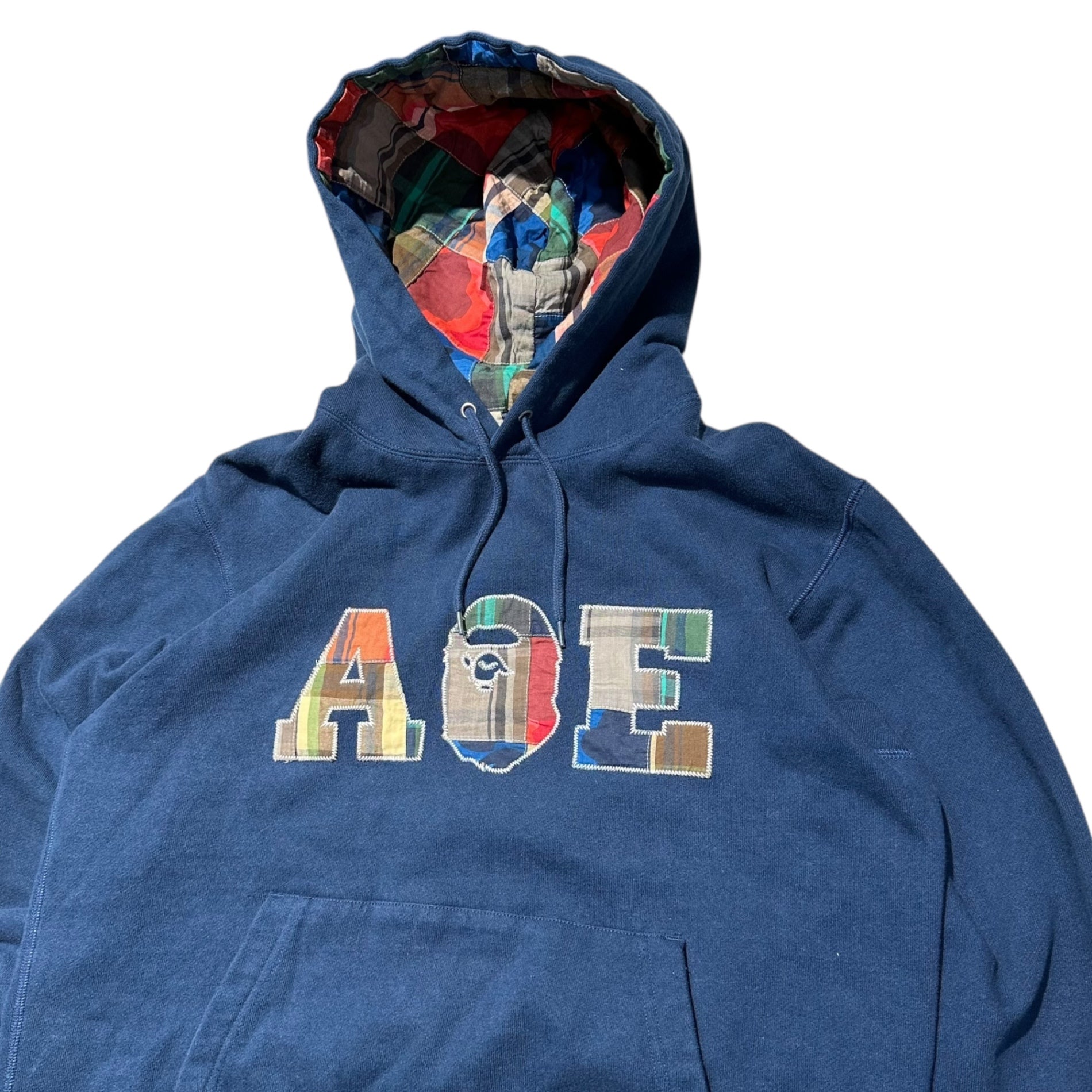 A BATHING APE(アベイシングエイプ) Patchwork Logo Pullover Hoodie パッチワーク ロゴ プルオーバー パーカー 001PPA801002X L ネイビー サンプル品