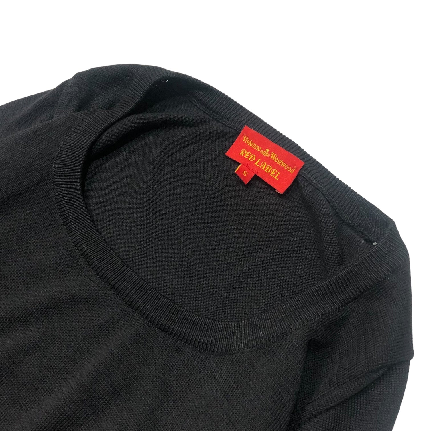 Vivienne Westwood RED LABEL(ヴィヴィアンウエストウッドレッドレーベル) 04SS Orb logo embroidery open neck knit オーブ ロゴ 刺繍 オープンネック ニット 6114M 356-014-18004 S ブラック 00's