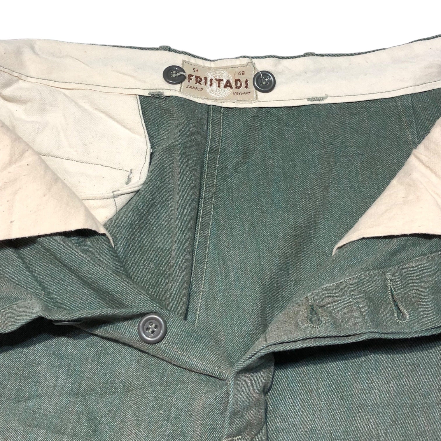 Swedish army(スウェーデン軍) 60's Prisoner setup プリズナー セットアップ 48(L程度) カーキグリーン FRISTADS SANFOR 60年代 ヴィンテージ