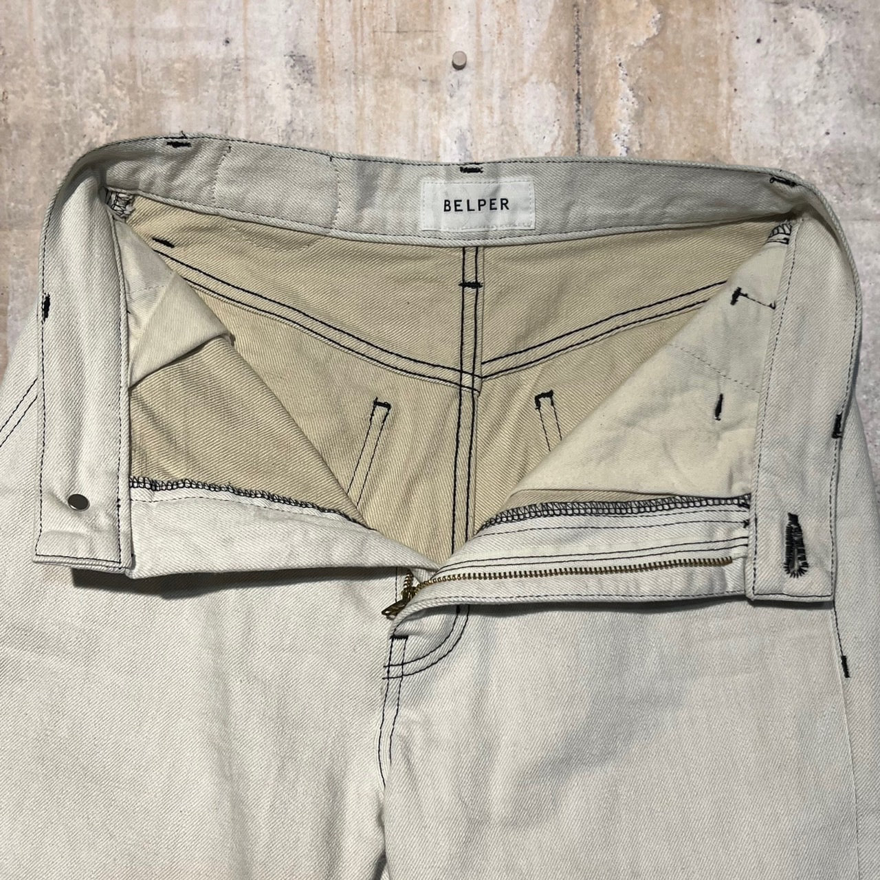 BELPER(ベルパー) 5ポケット フレア デニム ワイド パンツ 0912-1518 1(Sサイズ程度) ホワイト