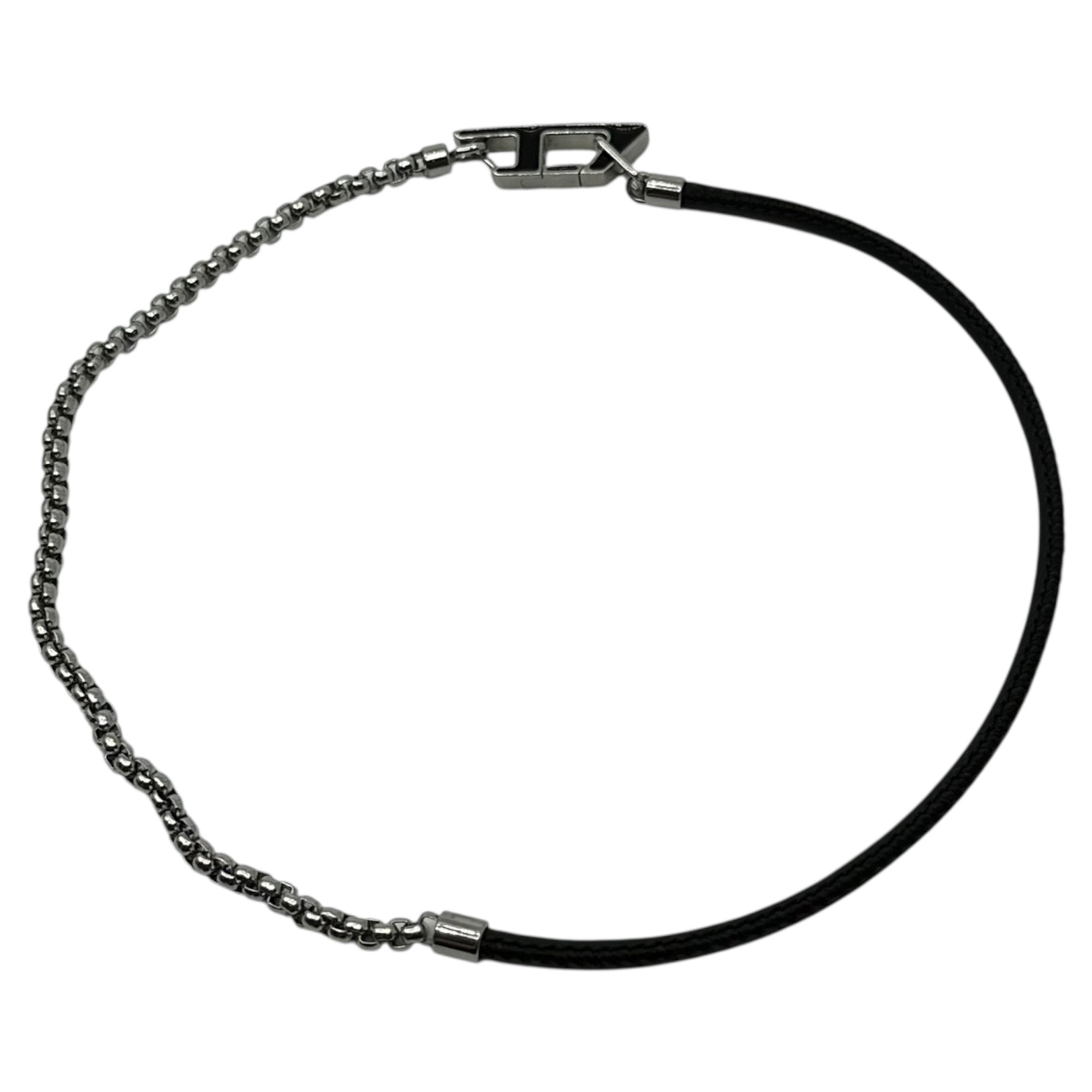 DIESEL(ディーゼル) Logo asymmetrical chain necklace ロゴ アシンメトリー チェーン ネックレス シルバー×ブラック
