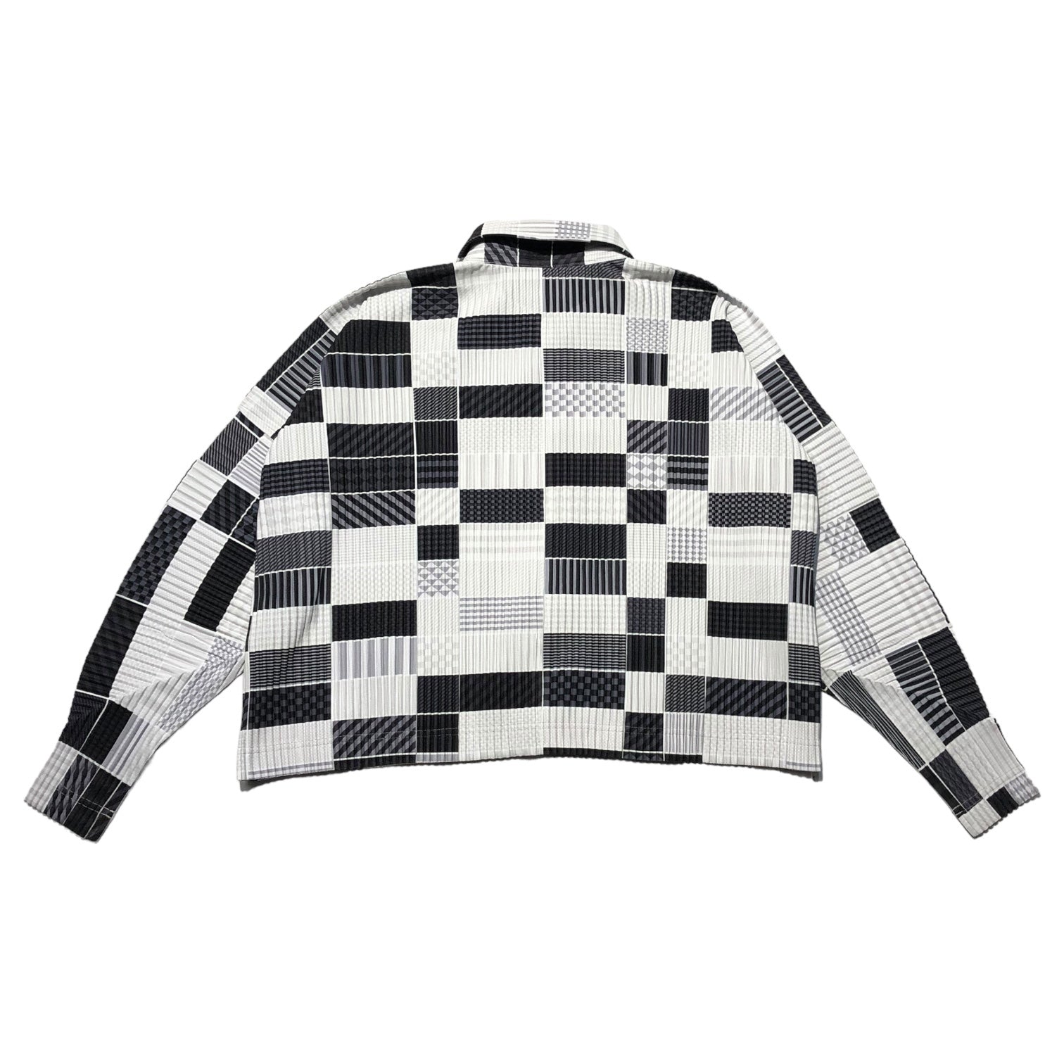 HOMME PLISSE ISSEY MIYAKE(オムプリッセイッセイミヤケ) 21SS Random check pleat zip-up jacket ランダム チェック プリーツ ジップアップ ジャケット HP11-JL228-96 2(M) ライトグレー×ブラック