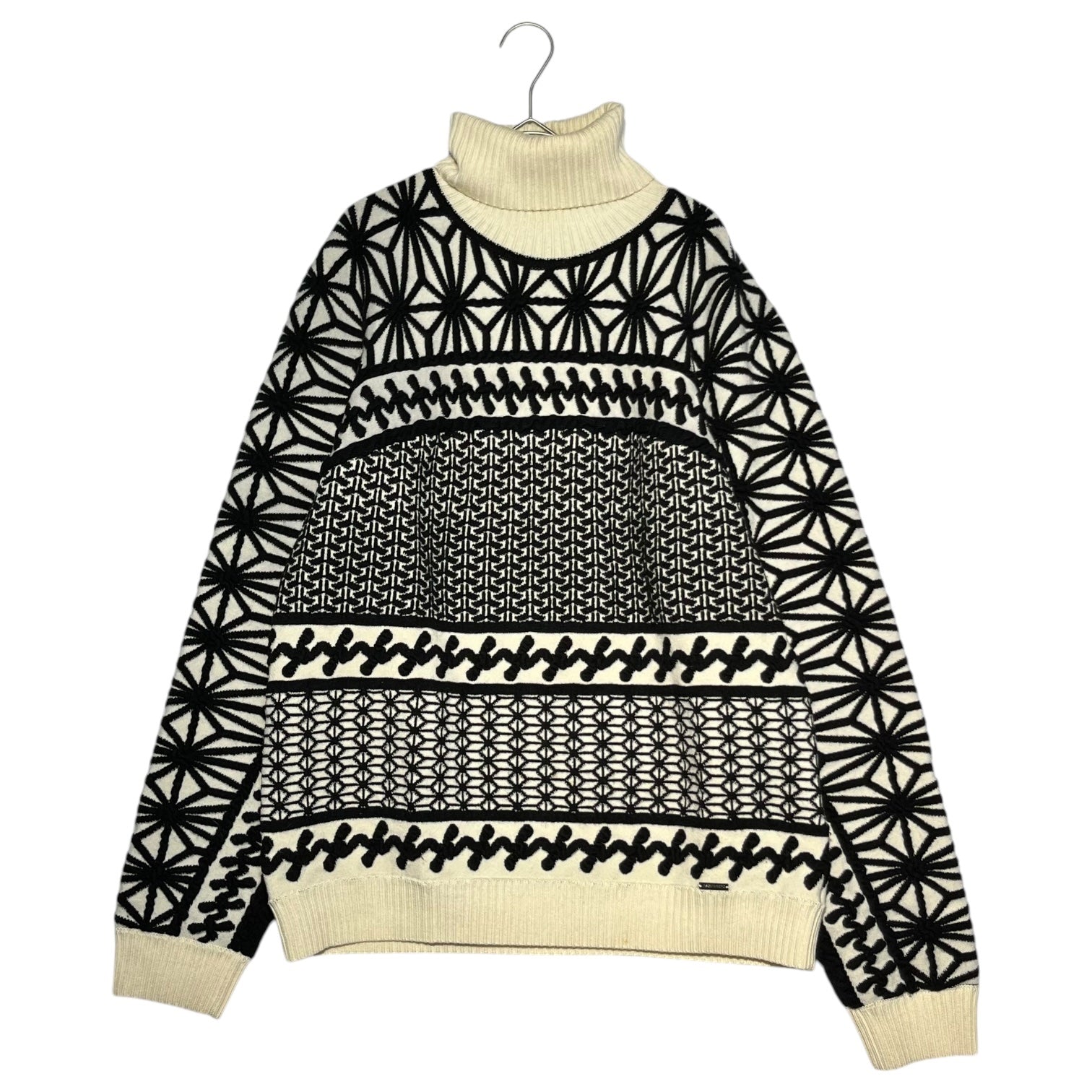 DSQUARED2(ディースクエアード) Turtleneck knit pullover タートルネック 編み ニット プルオーバー S71HA0680 M アイボリー×ブラック