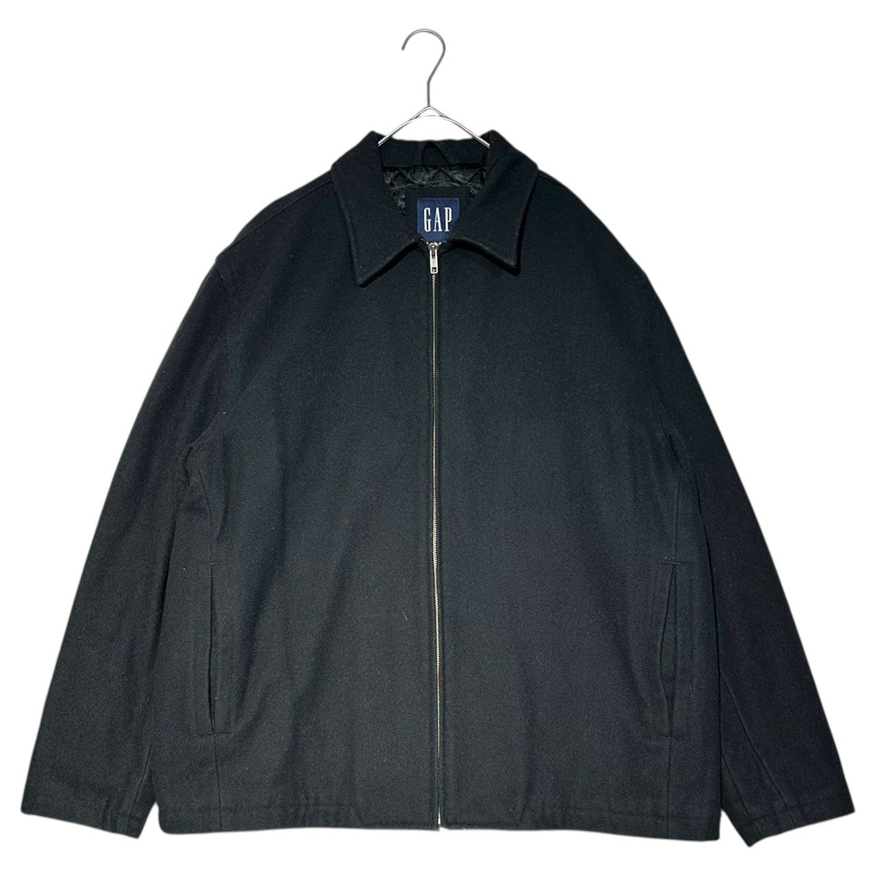 OLD GAP(ギャップ) 00's Wool Melton ZIP UP Blouson ウール メルトン ジップアップ ブルゾン L ブラック キルティング トラッカー ジャケット