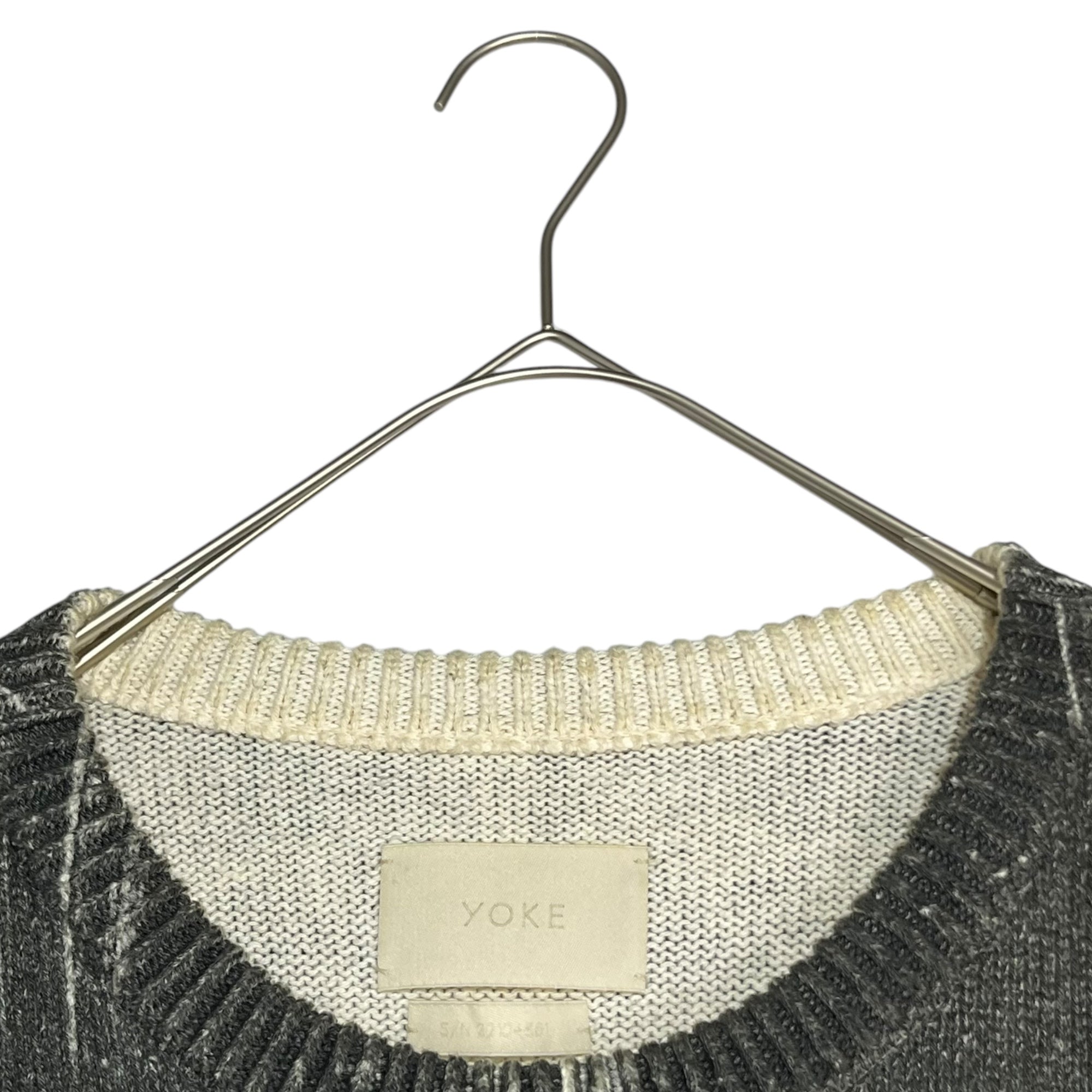 YOKE(ヨーク) 22SS Printed Cotton Cneck Sweater プリント コットン チェック セーター コットンニット YK22SS0347S 2 ブラック