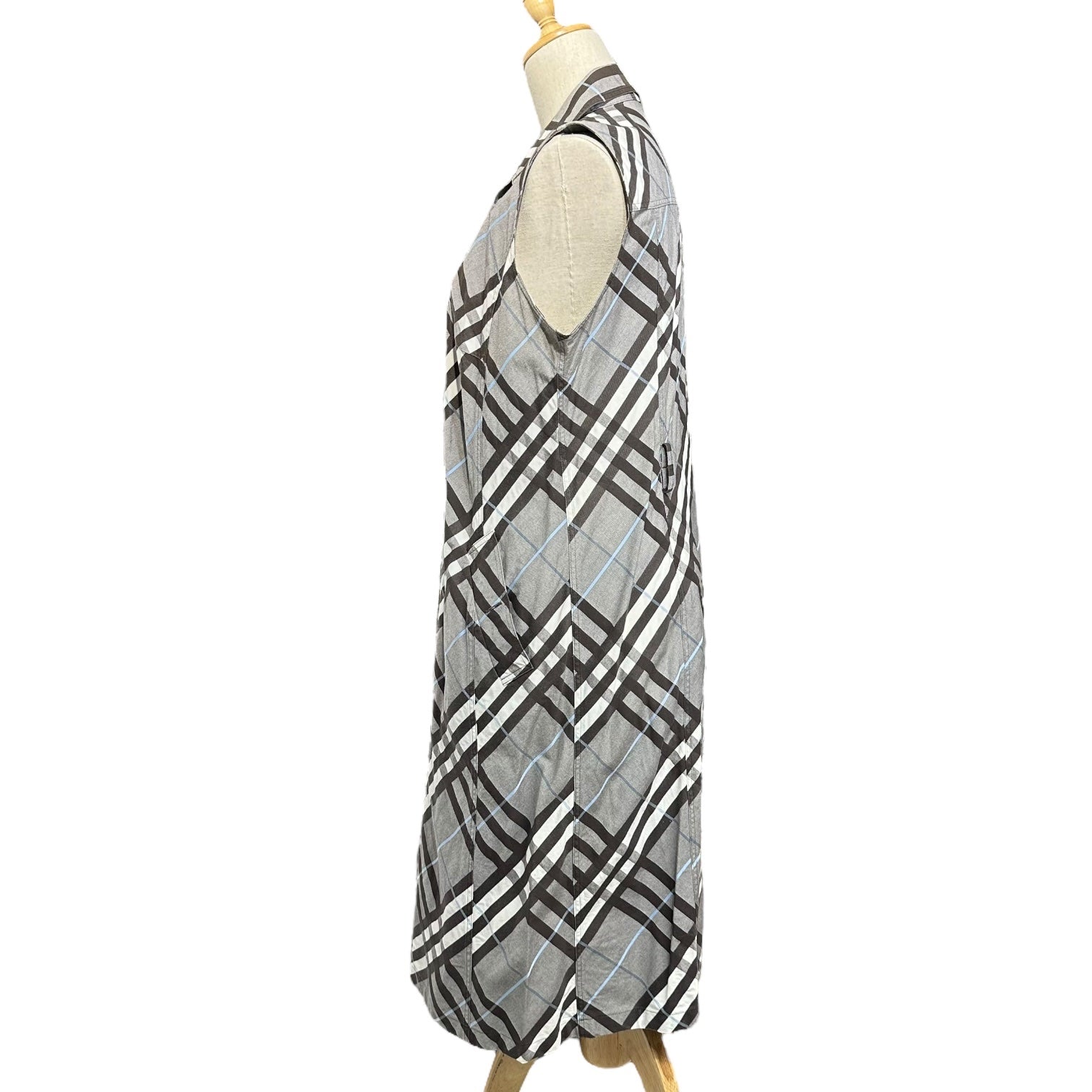BURBERRY LONDON(バーバリーロンドン) Nova Check N/S Belted Dress ノヴァ チェック ノースリーブ ベルテッド ワンピース FMB51-031-55 46(L程度) グレー