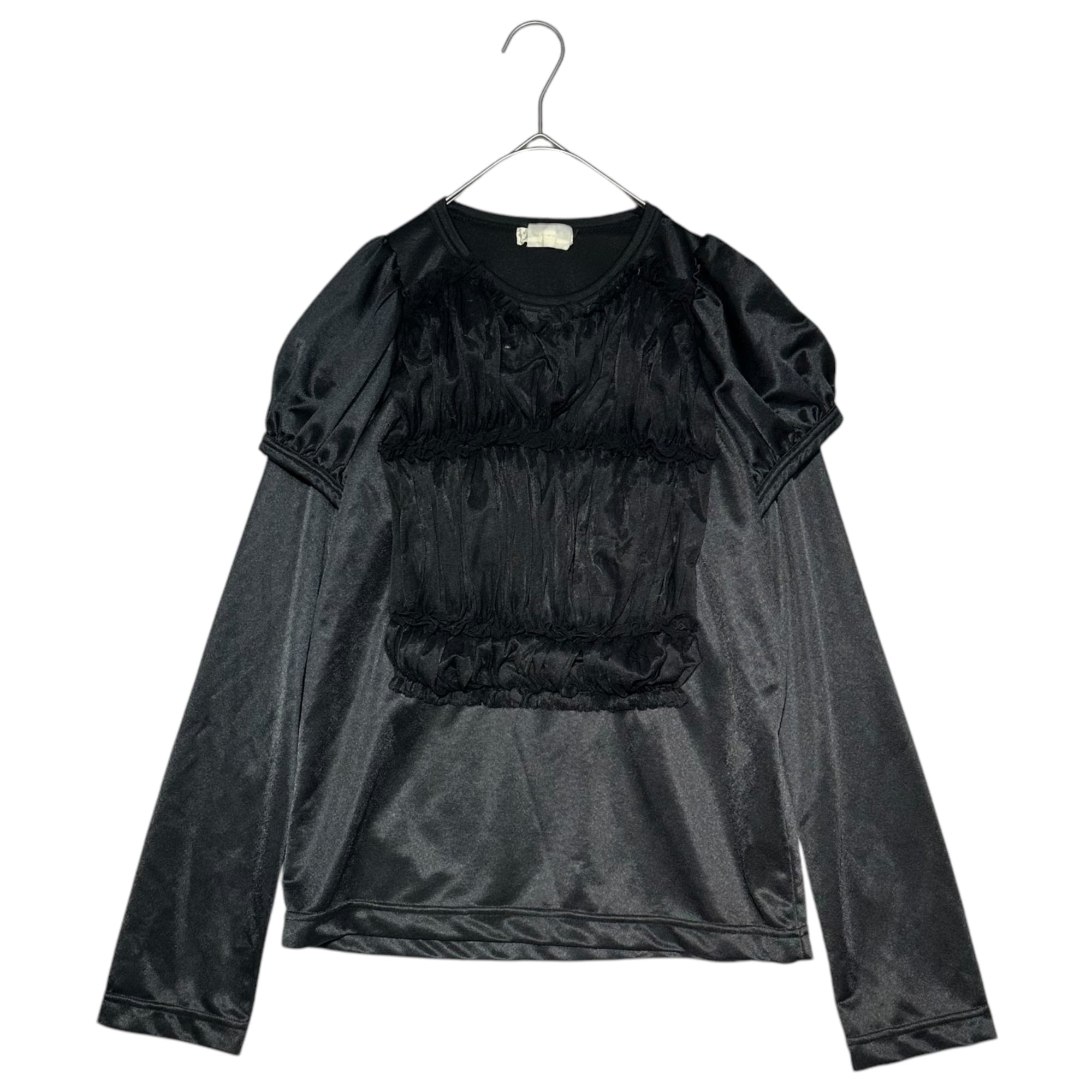 COMME des GARCONS(コムデギャルソン) 06AW Front Tulle Layered Type Poly Cut and Sewn フロント チュール レイヤードタイプ ポリ カットソー GR-T031 S ブラック AD2006