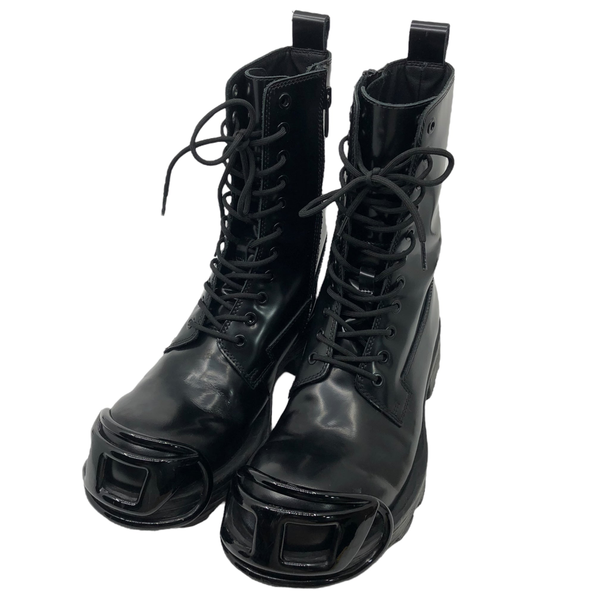 DIESEL(ディーゼル) D-Hammer Bt D D ロゴ ハンマー ブーツ 27cm ブラック レザー レースアップ サイドジップ