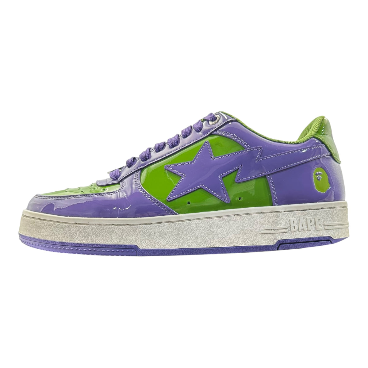 A BATHING APE(アベイシングエイプ) Patent Bape Sta Low-Cut Sneakers エナメル ベイプ スタ ローカット スニーカー 1L30191303 9.5 パープル×グリーン